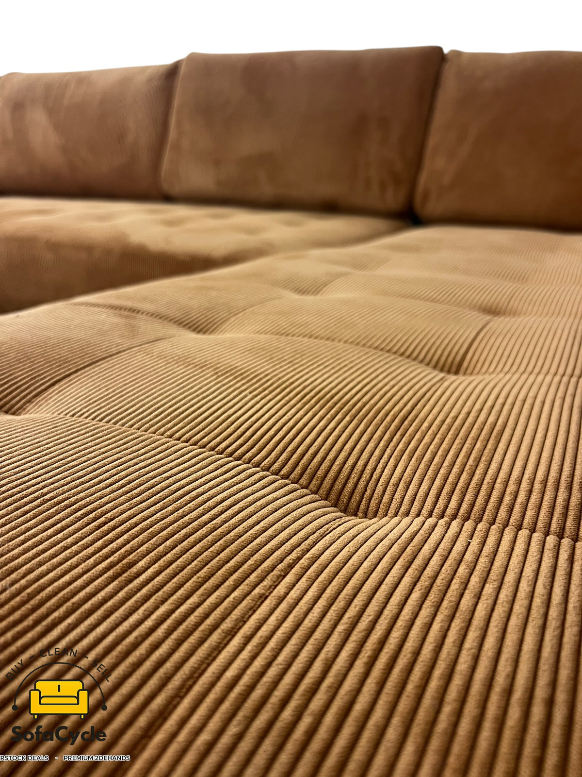 U-zetel cognac in ribstof – overstock