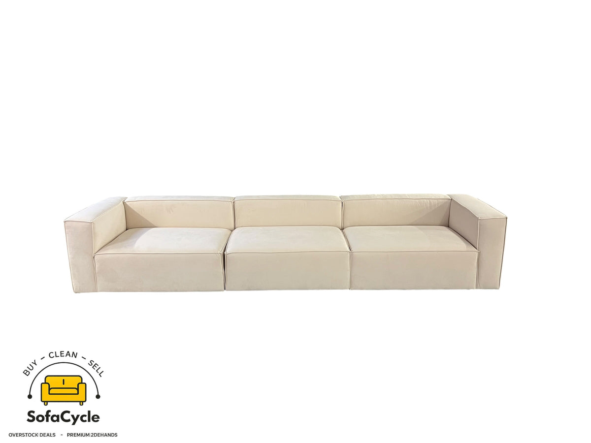 4-zit beige in fluweel, modulair – overstock