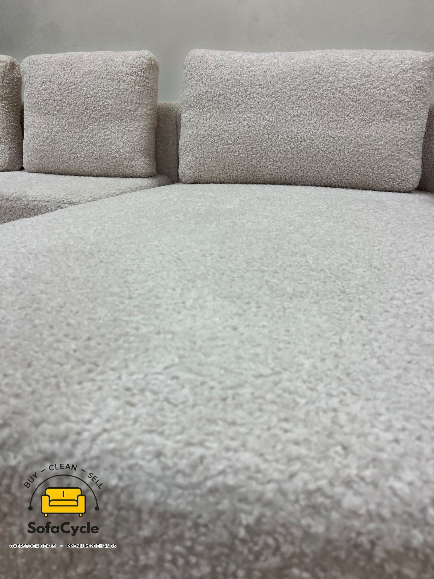 Hoekzetel wit in teddystof met slaapfunctie – overstock