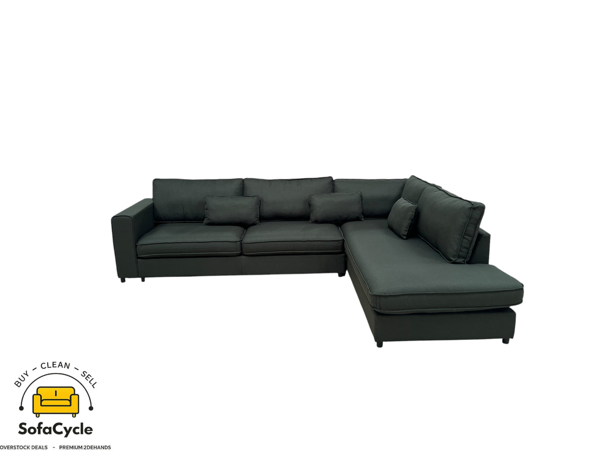 Hoekzetel groen in stof, hoek R – overstock
