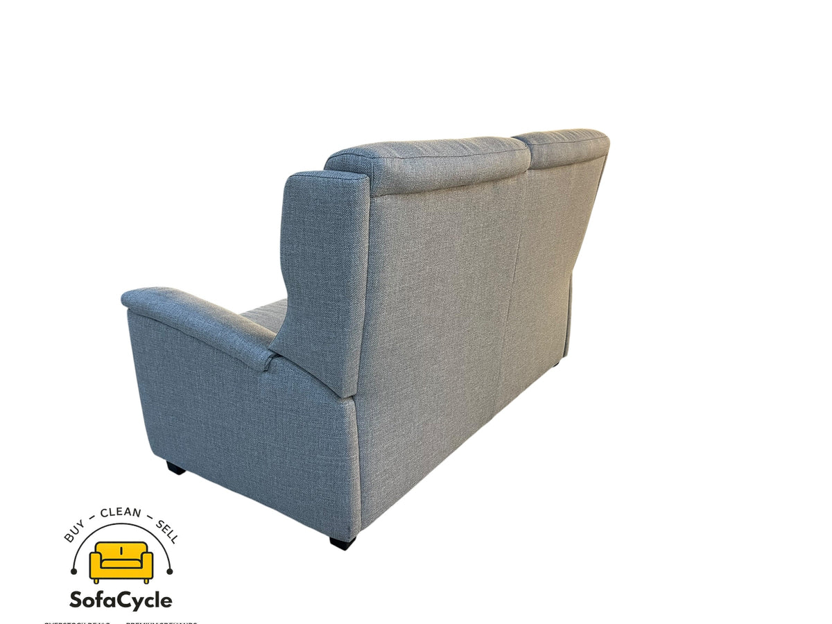 Zetel grijs in stof met hoge rugleuning – tweedehands