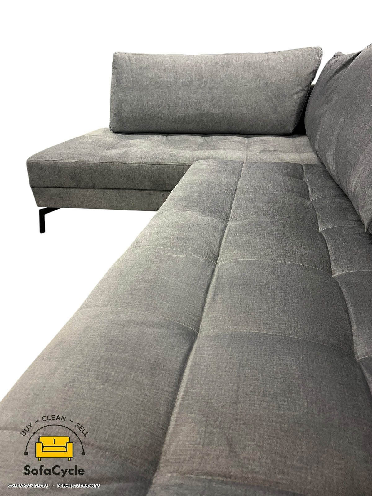 Chateau d'Ax hoekzetel grijs in fluweel, hoek L – overstock