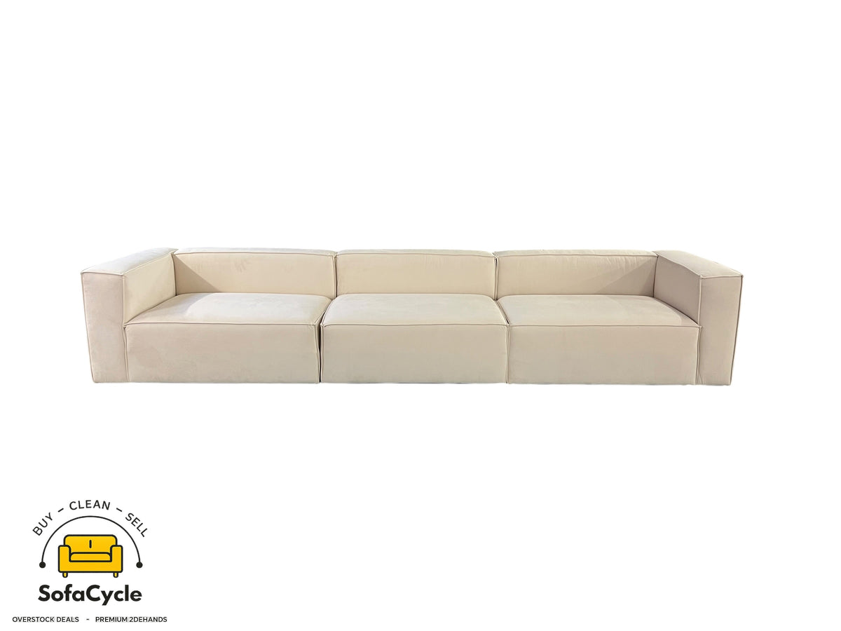4-zit beige in fluweel, modulair – overstock