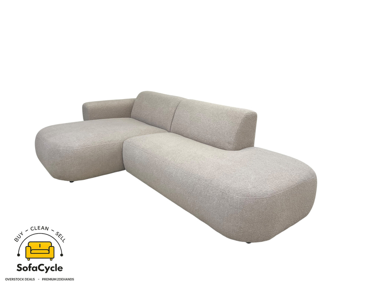 Hoekzetel beige in bouclé, hoek L – overstock