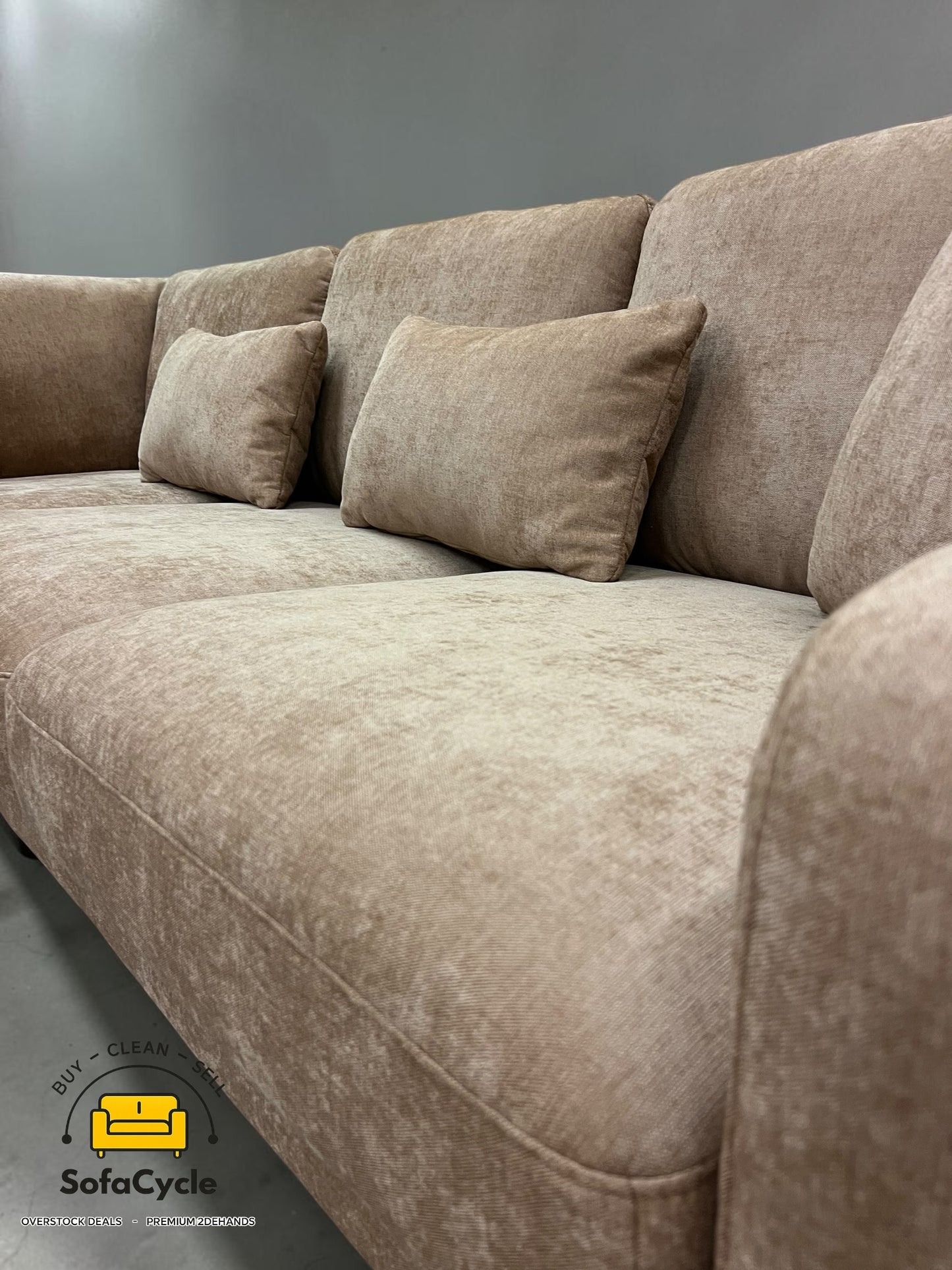 Luton hoekzetel rosé taupe in stof, hoek L – overstock