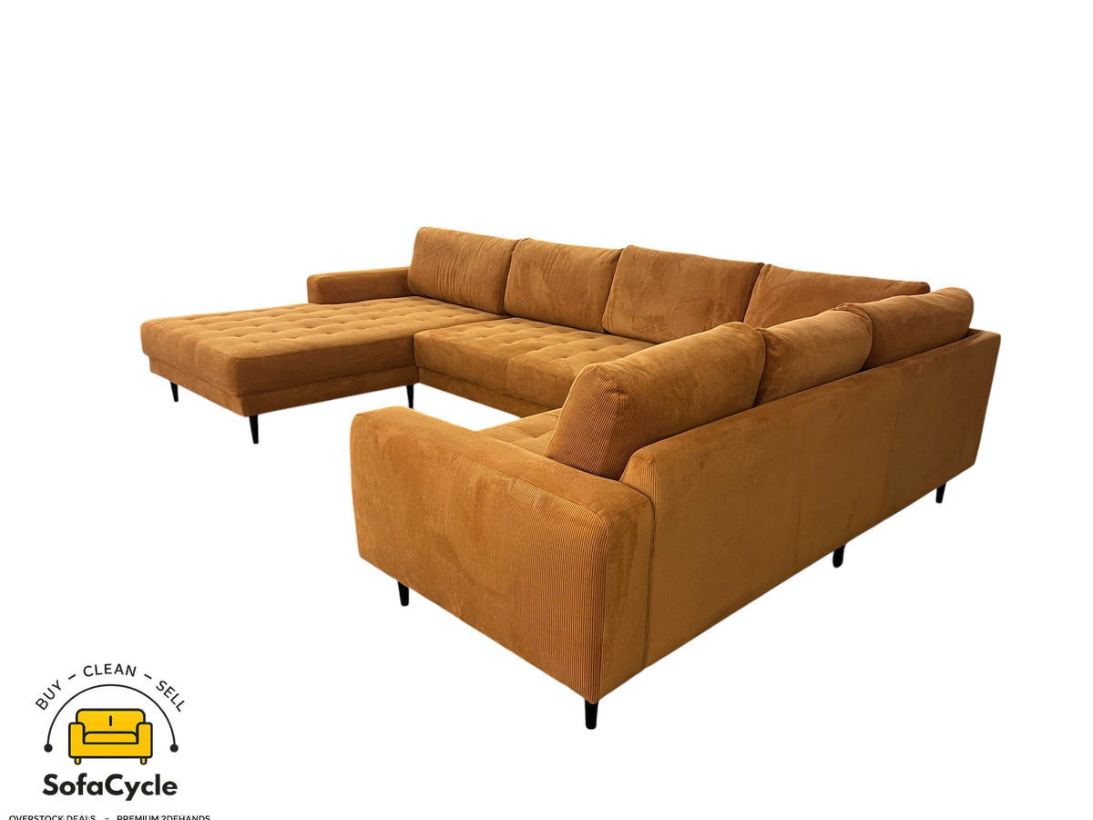 U-zetel cognac in ribstof – overstock