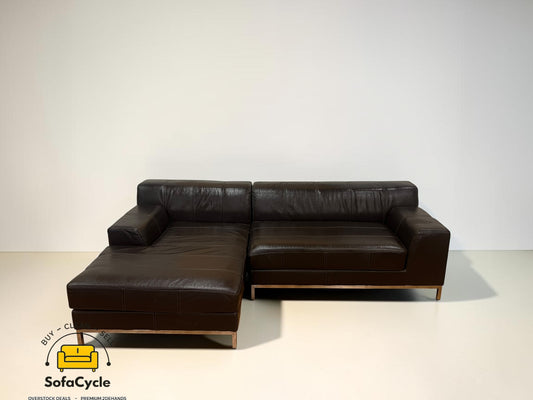 IKEA Kramfors hoekzetel bruin in echt leder – tweedehands