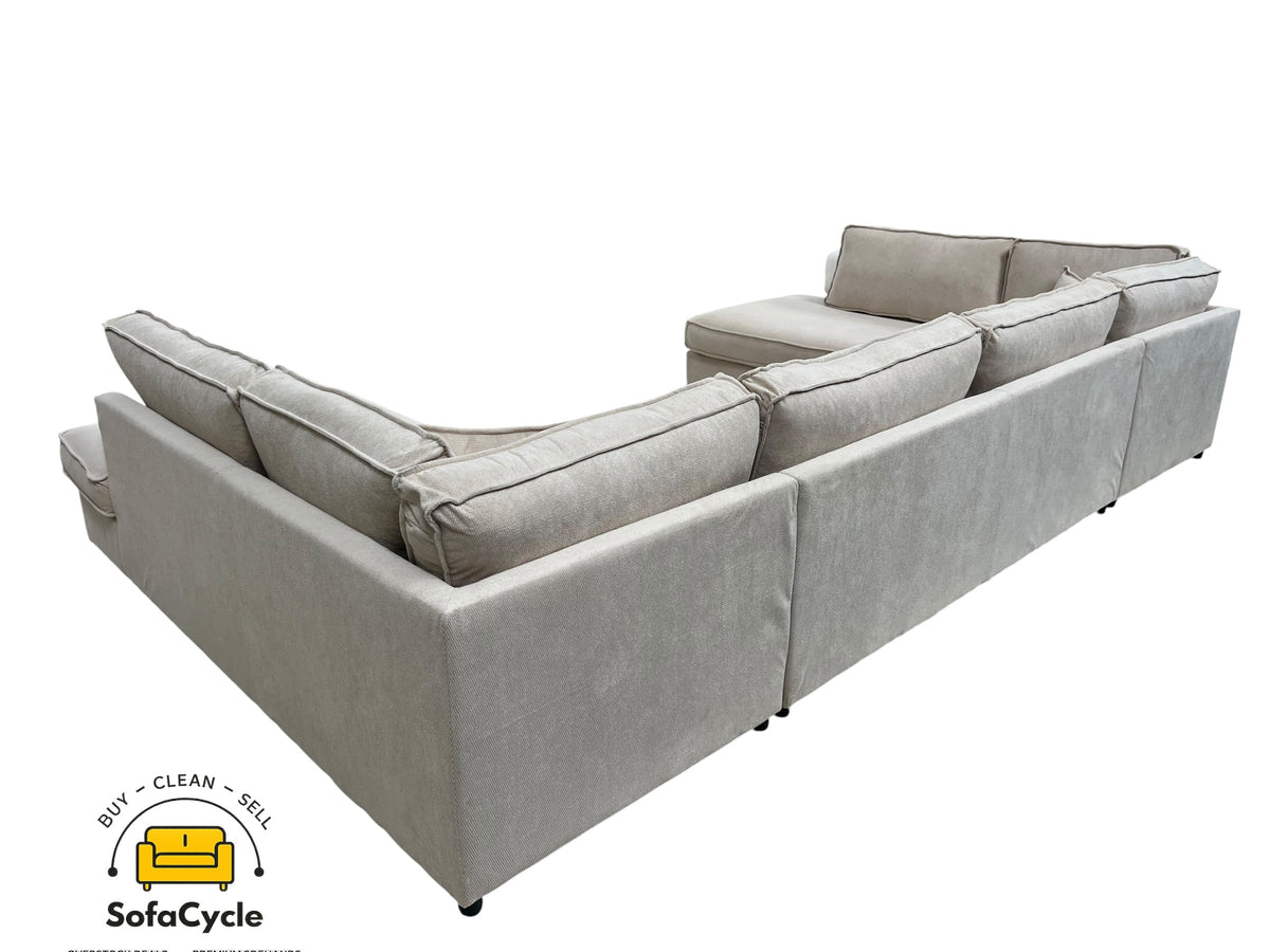 U-zetel beige in ribstof – overstock