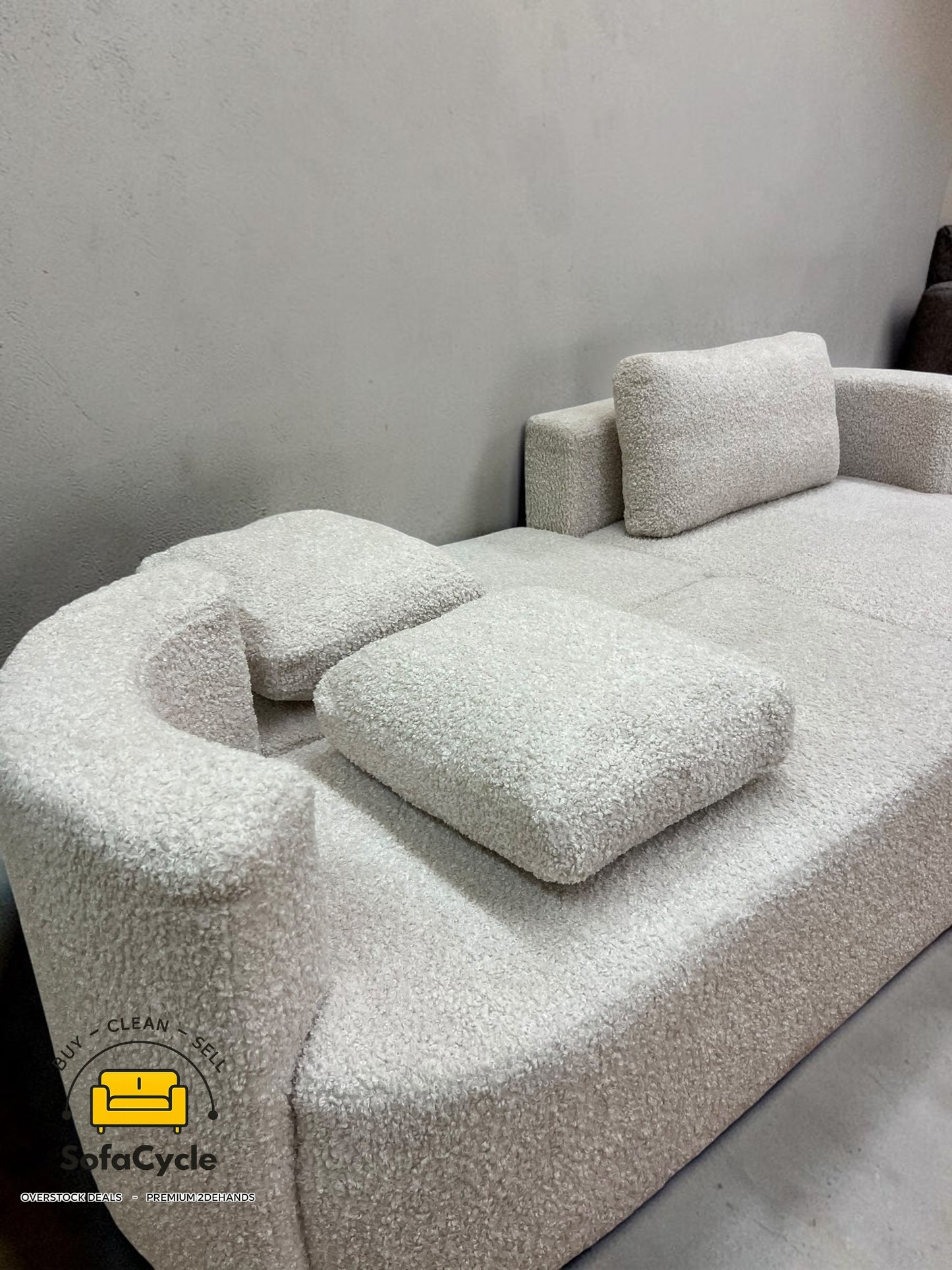 Hoekzetel wit in teddystof met slaapfunctie – overstock