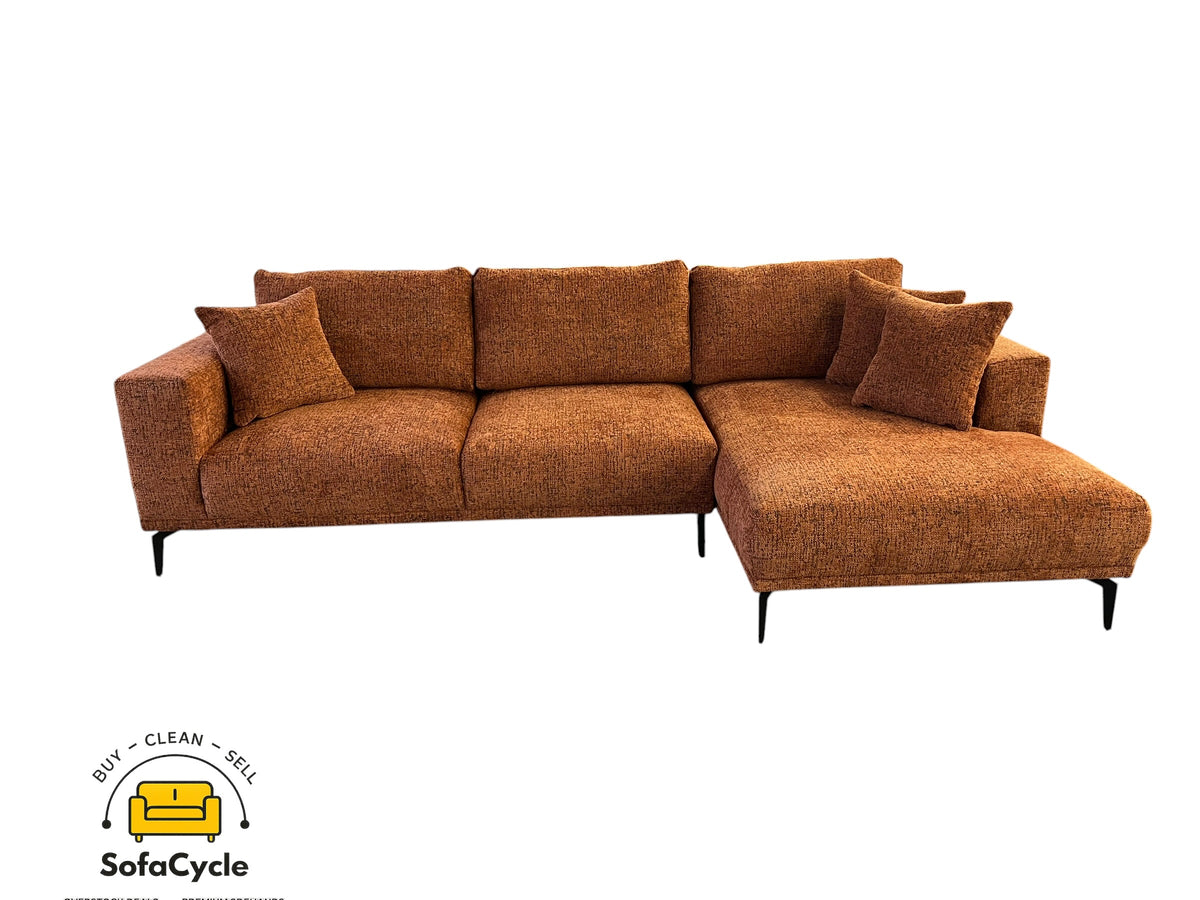 Hoekzetel roest in bouclé, hoek R – overstock