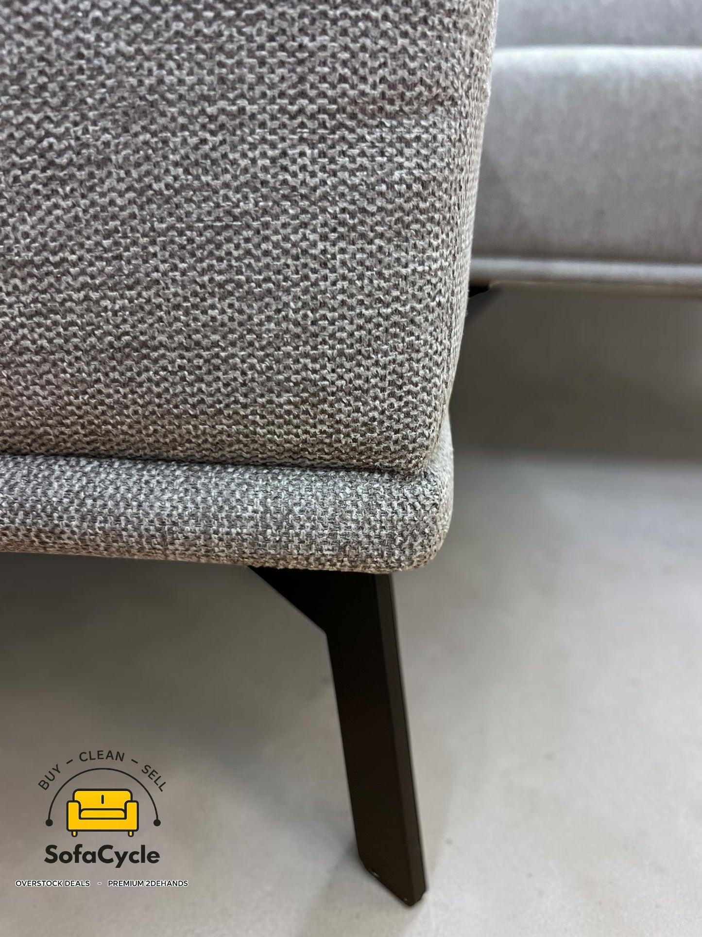 U-zetel grijs in stof – overstock