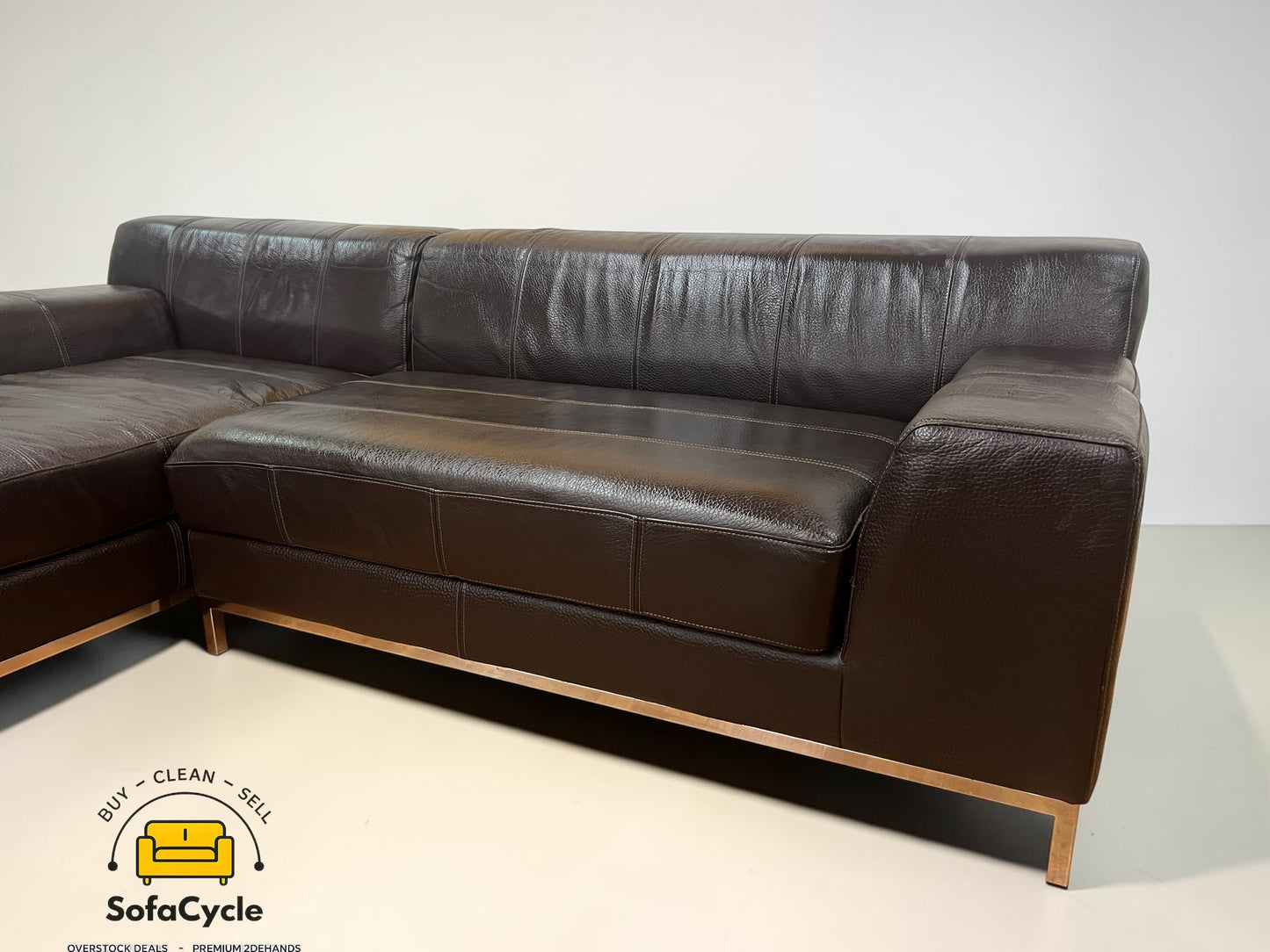 IKEA Kramfors hoekzetel bruin in echt leder – tweedehands