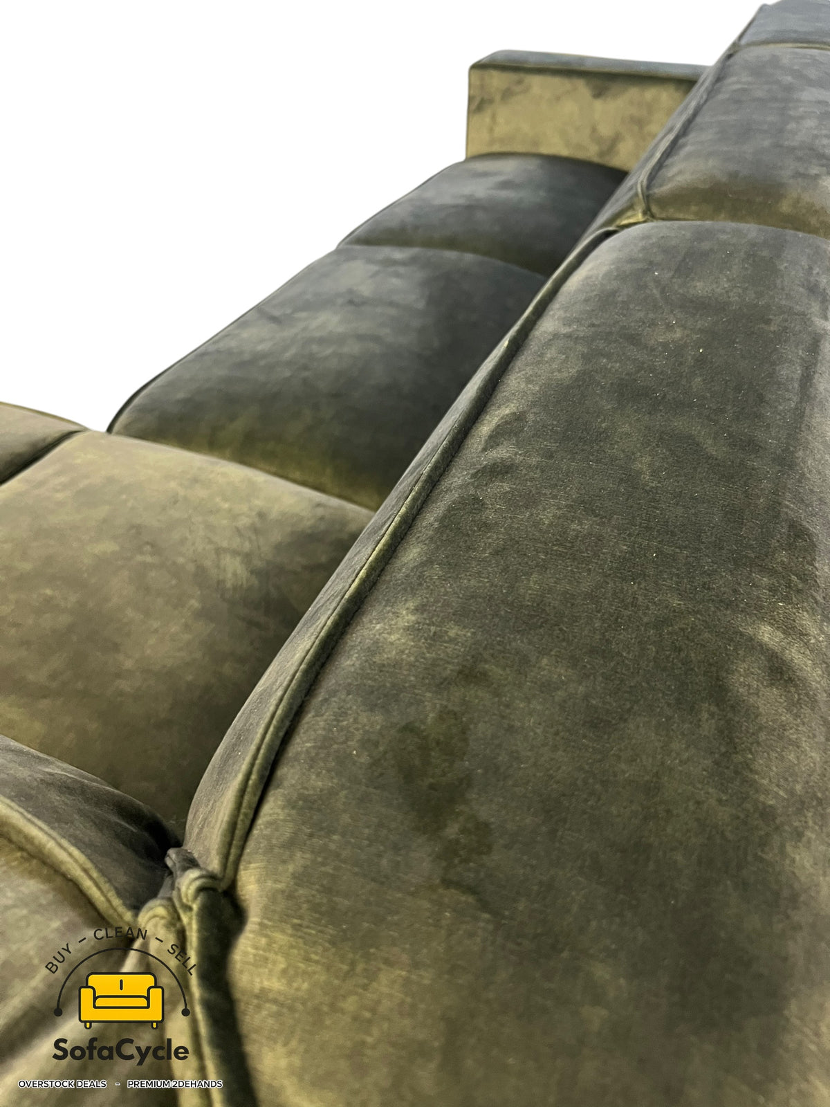 Hoekzetel groen in fluweel, hoek R – overstock