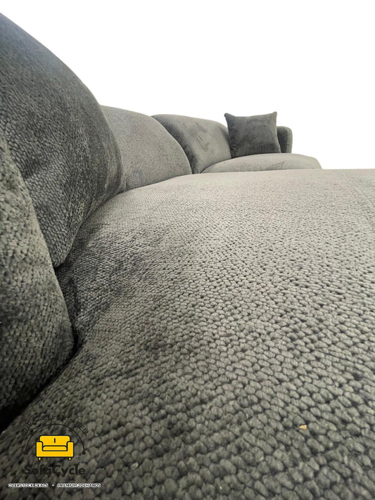 Hoekzetel antraciet in bouclé extra breed ligvlak, hoek L – overstock