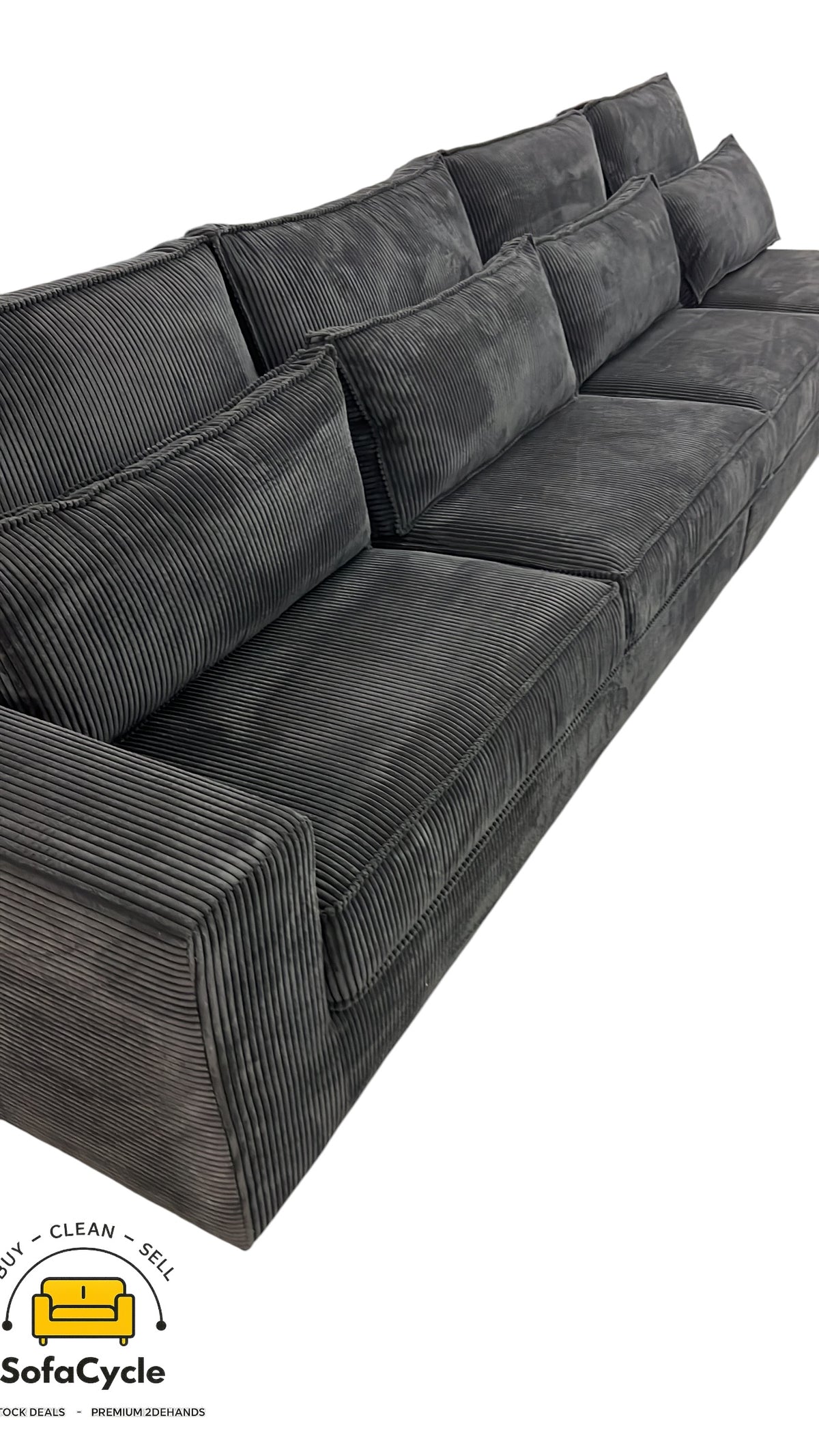 4-zit zwart in ribstof, modulair – overstock
