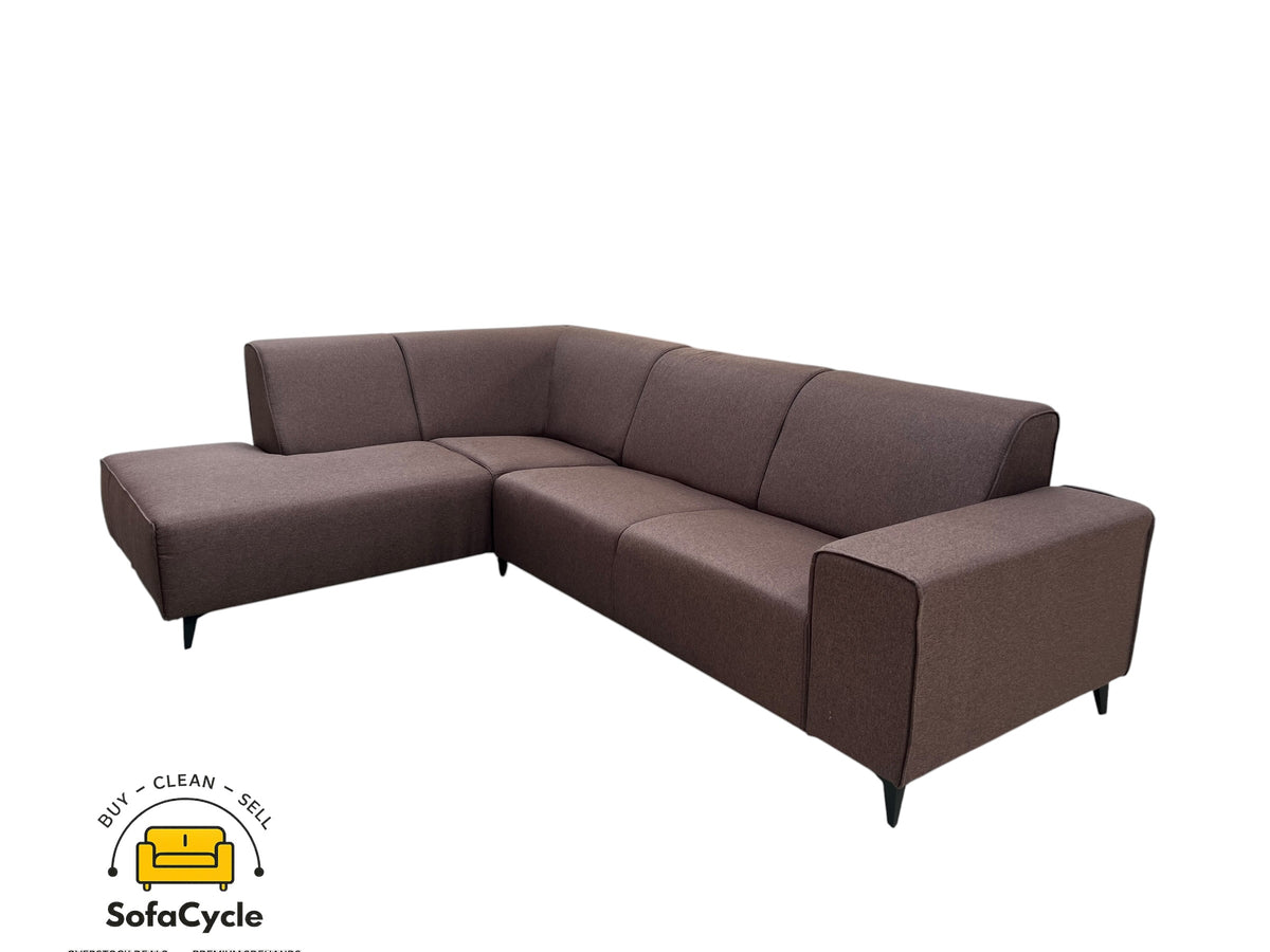 Hoekzetel bruin in stof, hoek L – overstock
