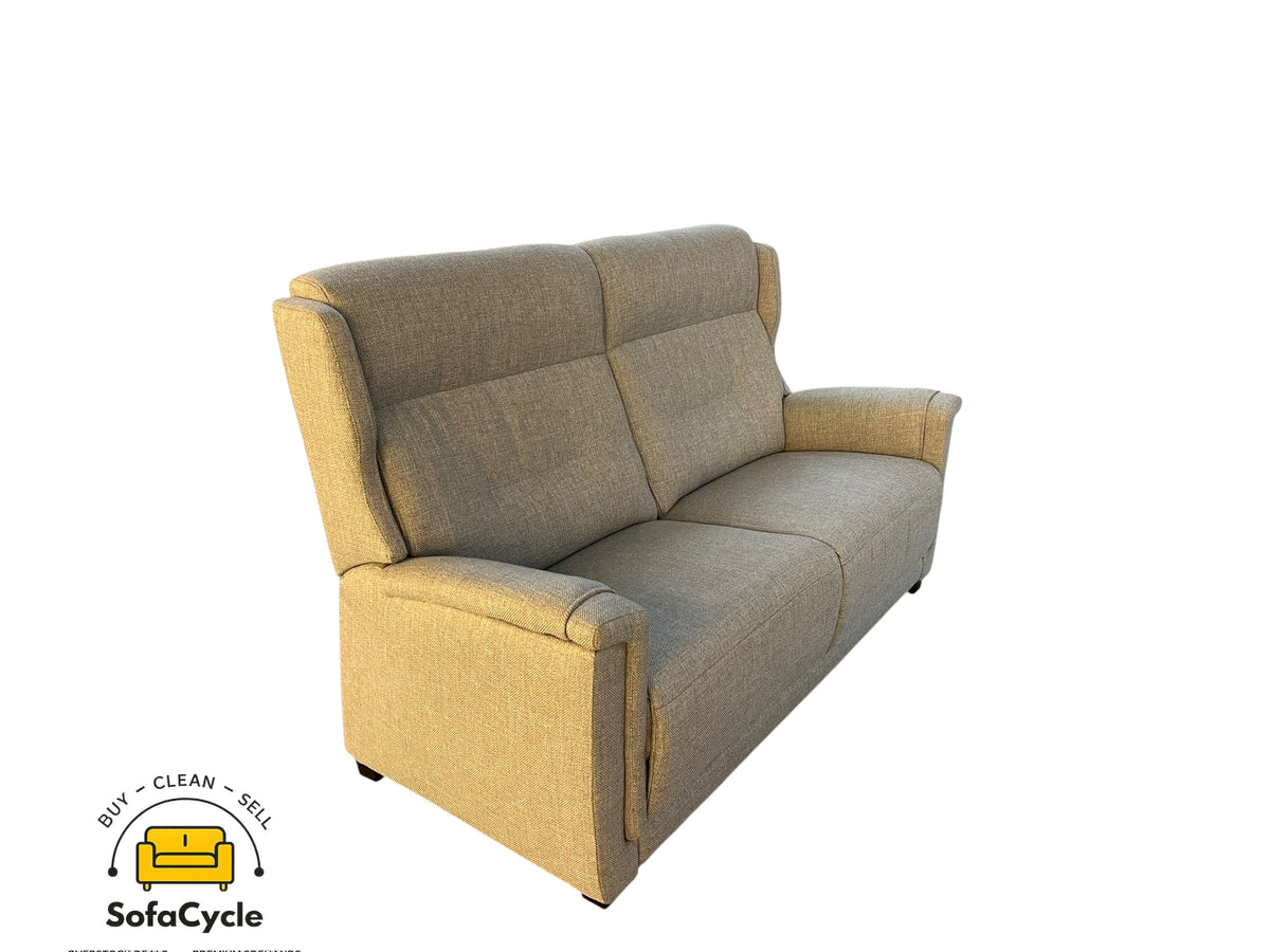 Zetel grijs in stof met hoge rugleuning – tweedehands