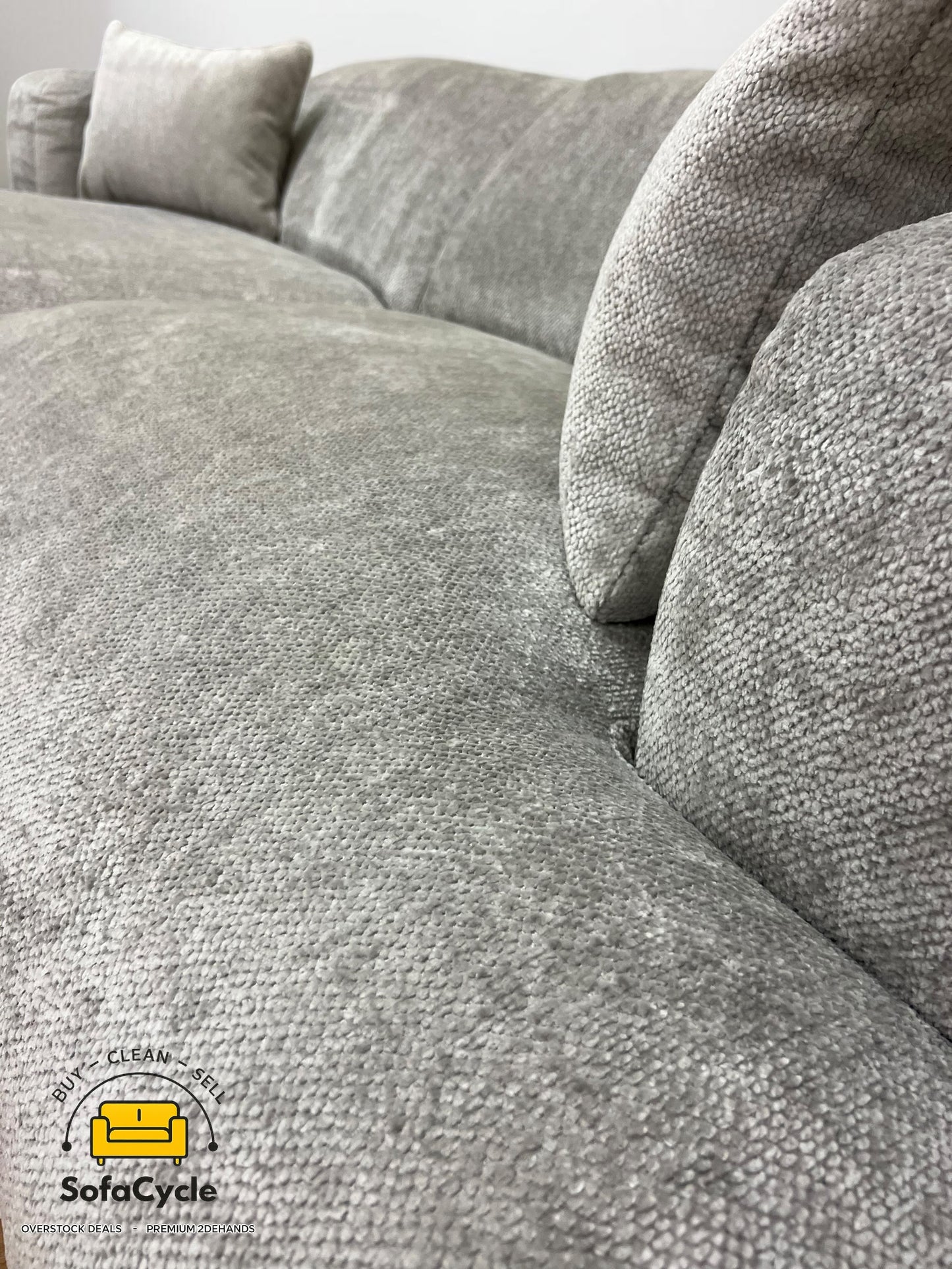 Hoekzetel grijs in bouclé extra breed ligvlak – overstock