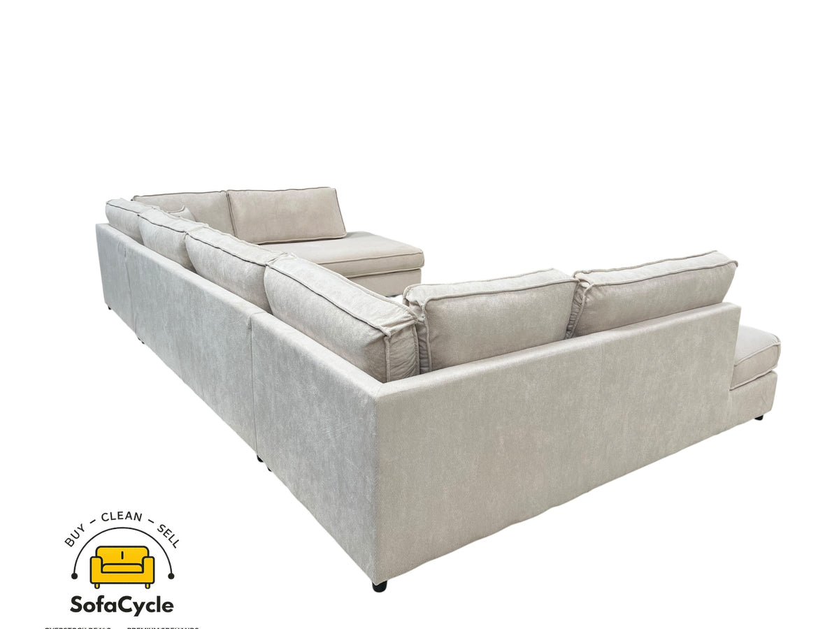 U-zetel beige in ribstof – overstock