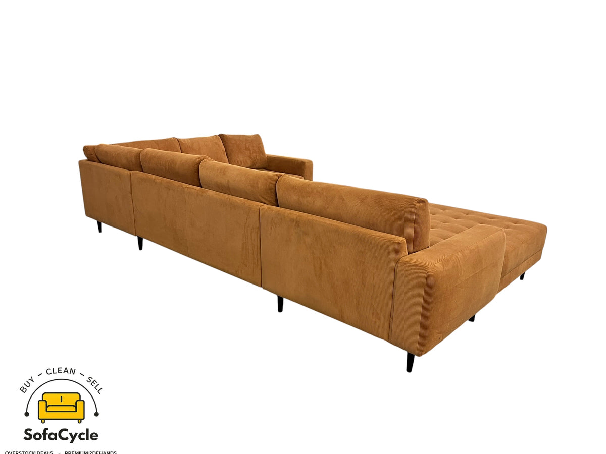 U-zetel cognac in ribstof – overstock