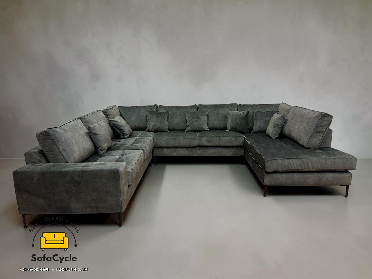 U-zetel groen in fluweel – overstock