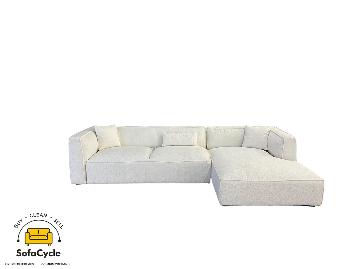 NV Gallery hoekzetel wit in bouclé, hoek R – overstock