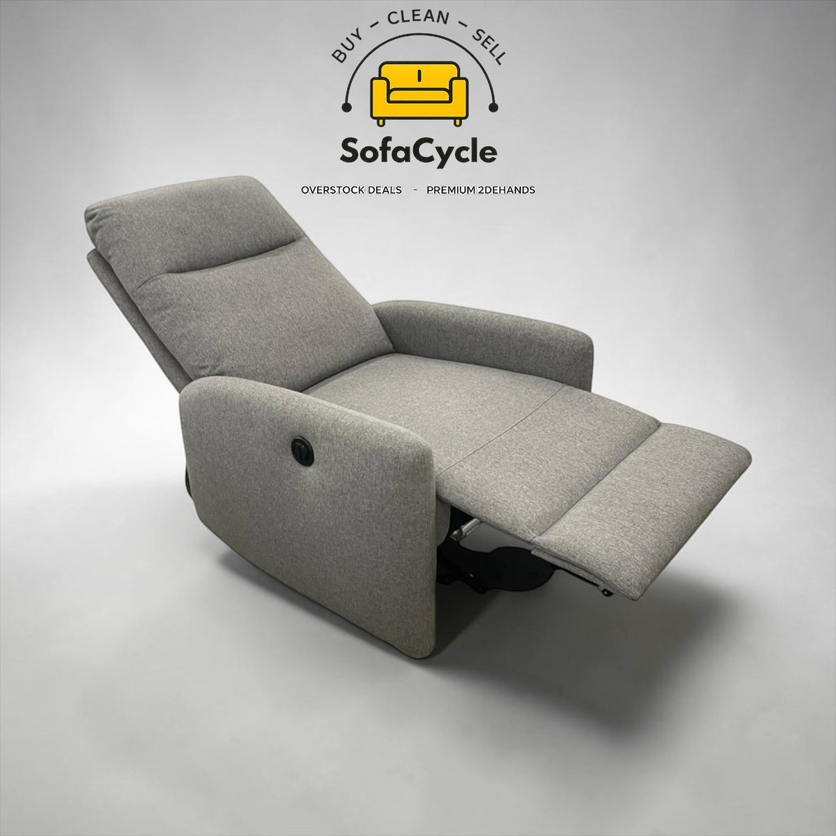 Elektrische relaxfauteuil grijs in stof – tweedehands