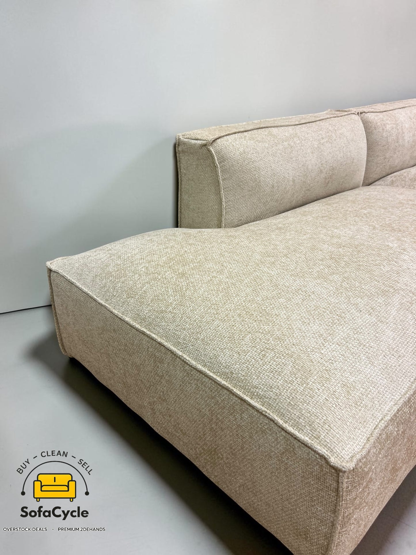 NV Gallery hoekzetel beige in stof, hoek R – overstock