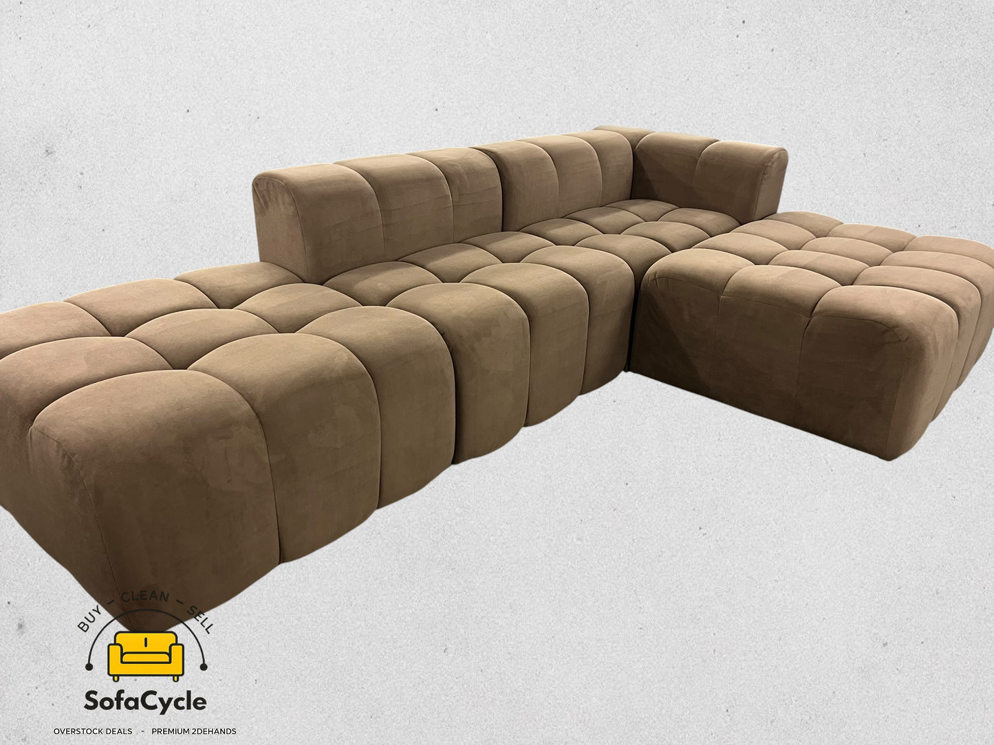 Bubbel hoekzetel bruin in fluweel, hoek R – overstock
