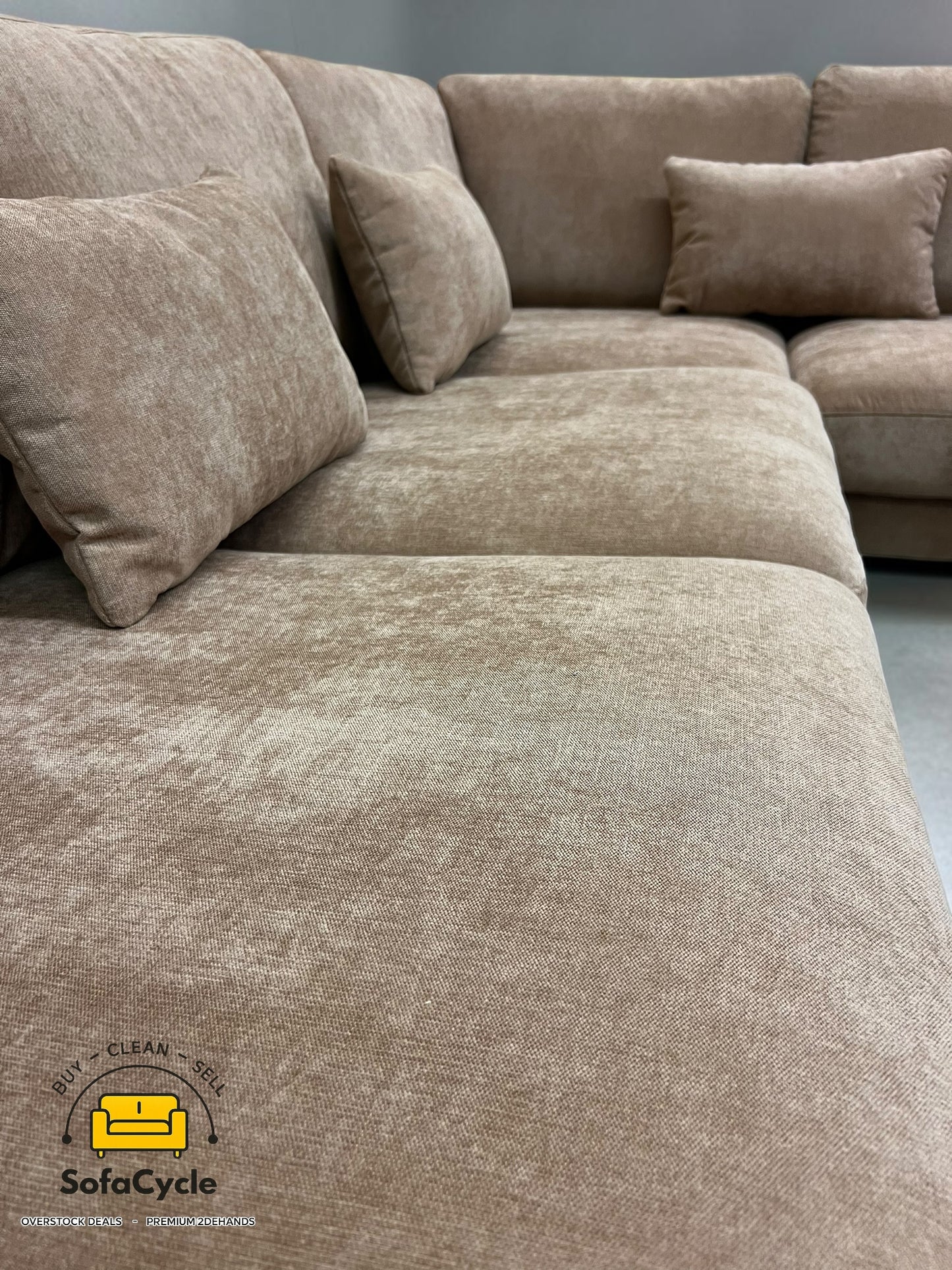 Luton hoekzetel rosé taupe in stof, hoek R – overstock