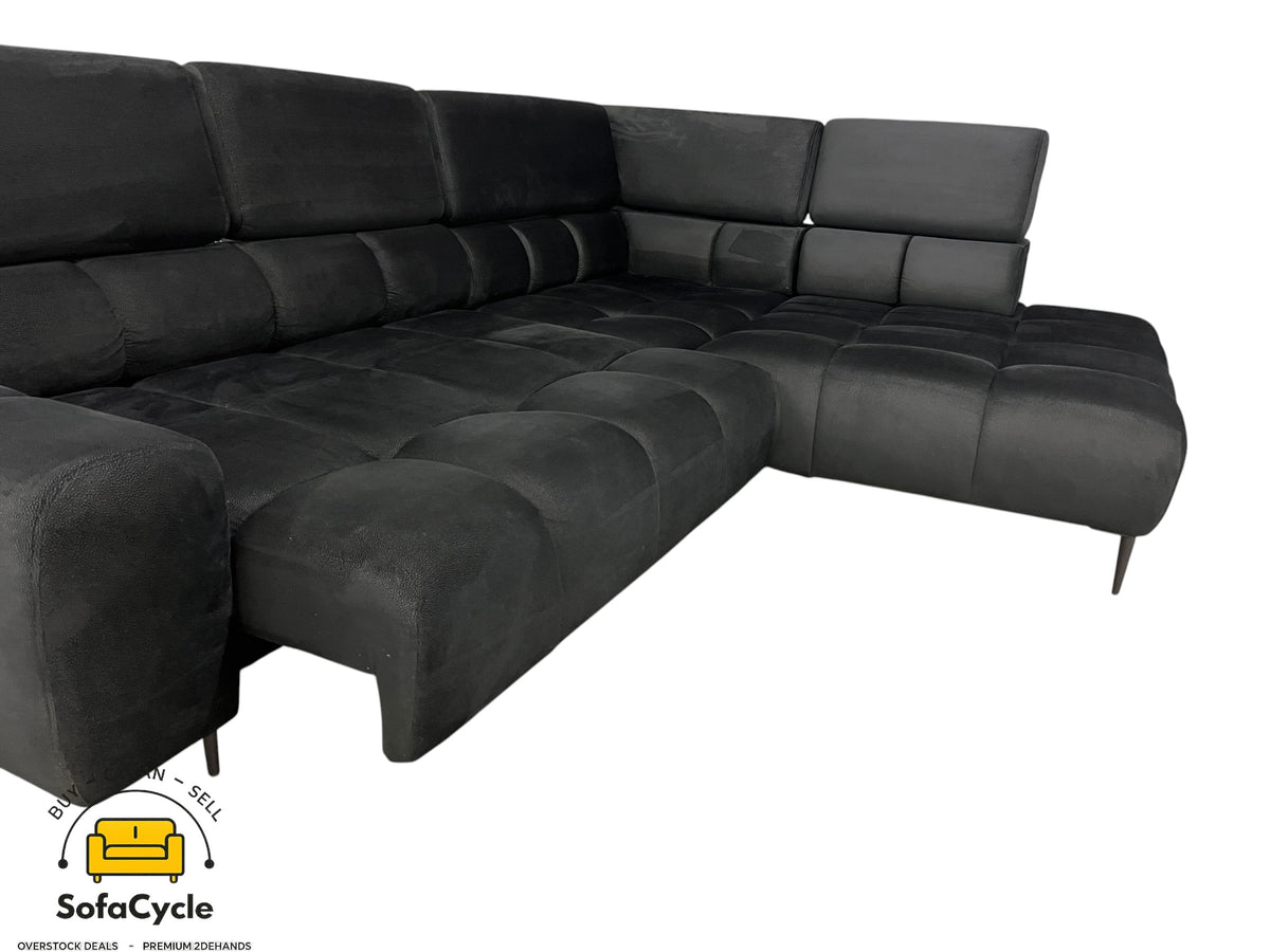 Hoekzetel zwart in fluweel met relaxfunctie – overstock