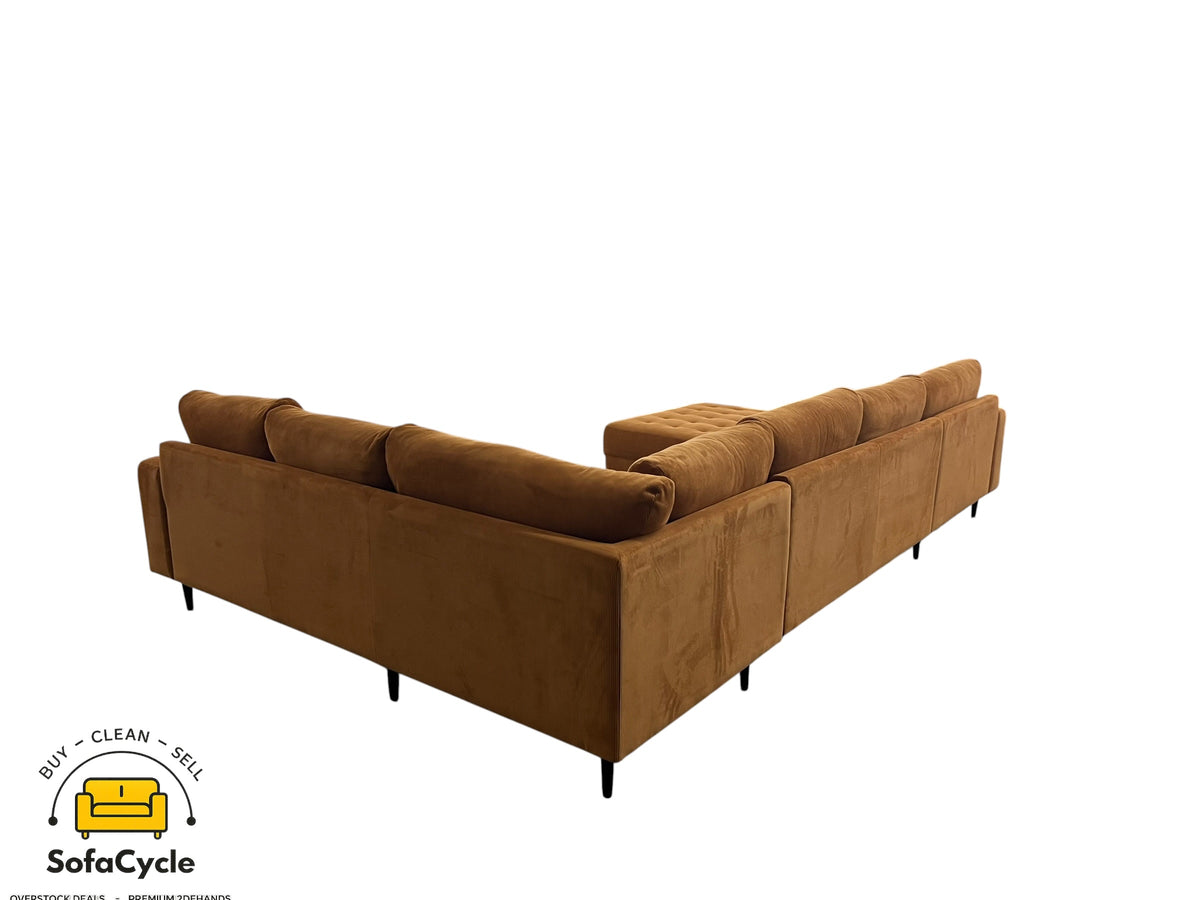 U-zetel cognac in ribstof – overstock