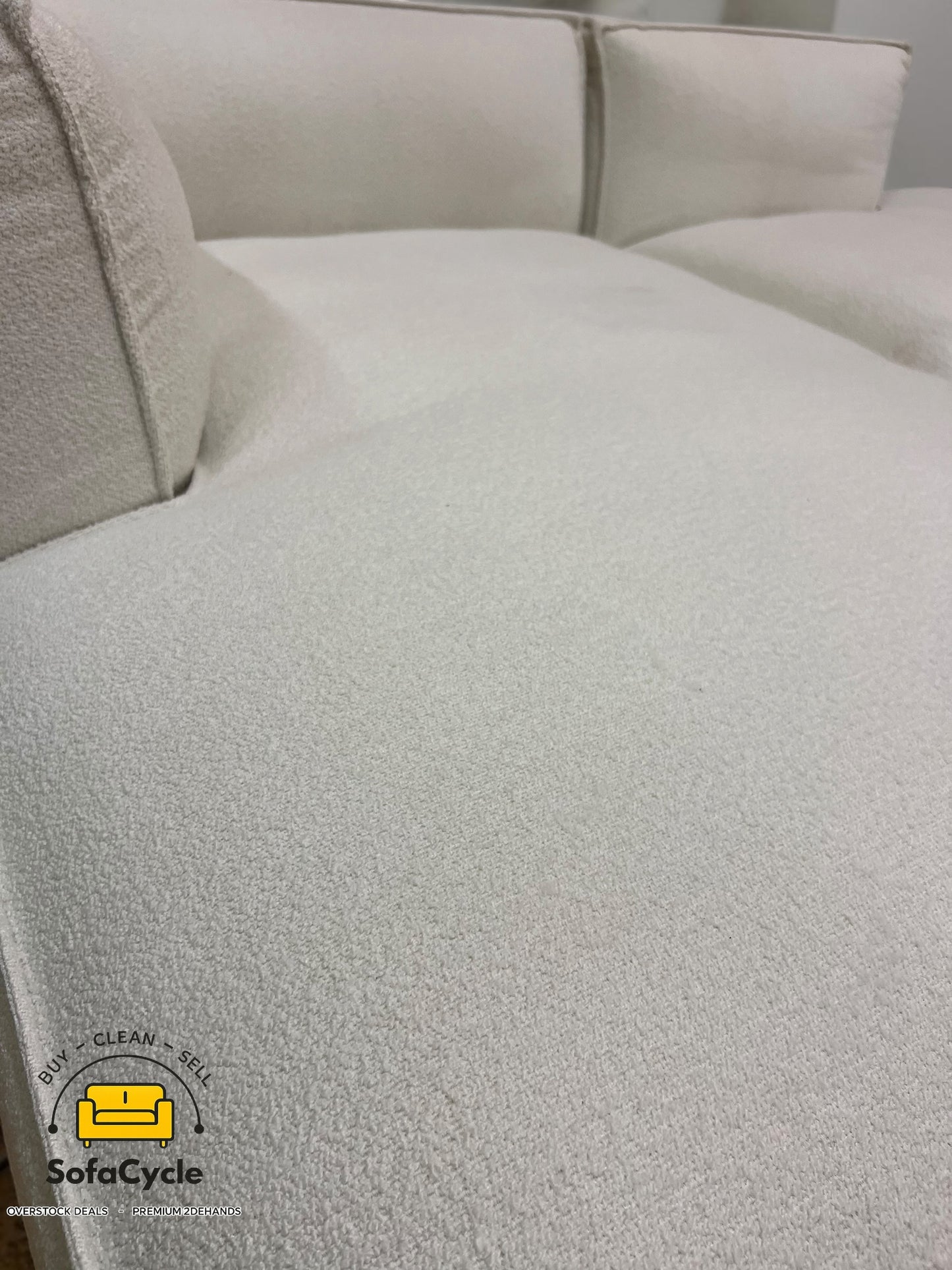 NV Gallery hoekzetel wit in bouclé, hoek L – overstock
