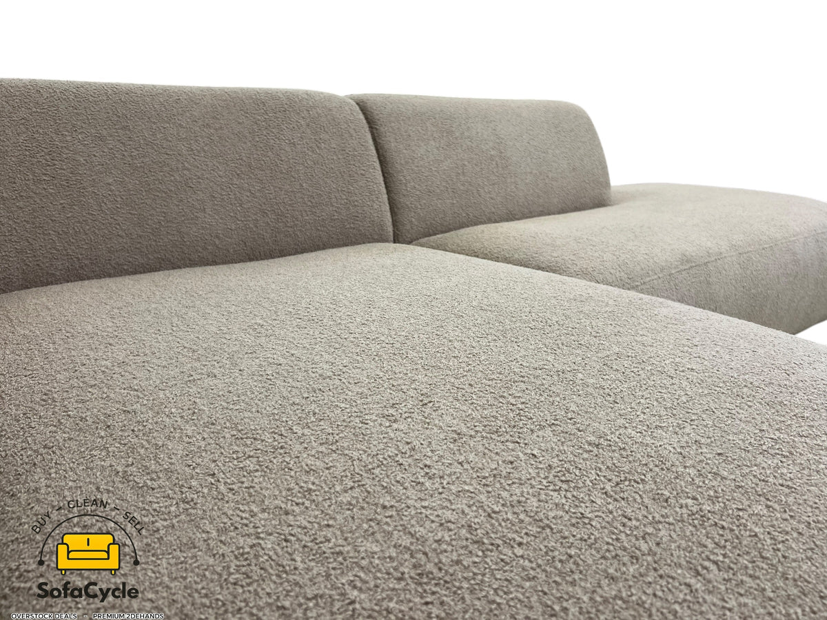 Hoekzetel beige in bouclé, hoek L – overstock