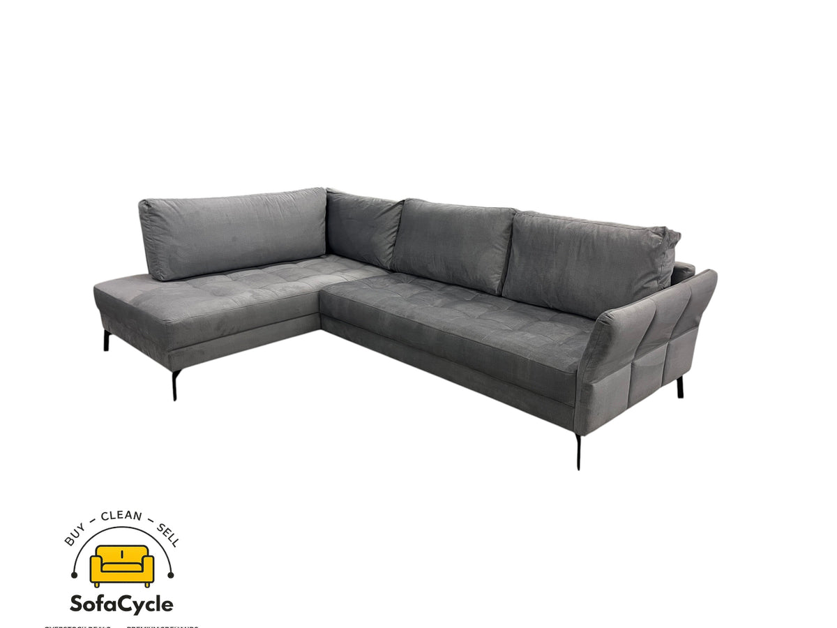 Chateau d'Ax hoekzetel grijs in fluweel, hoek L – overstock