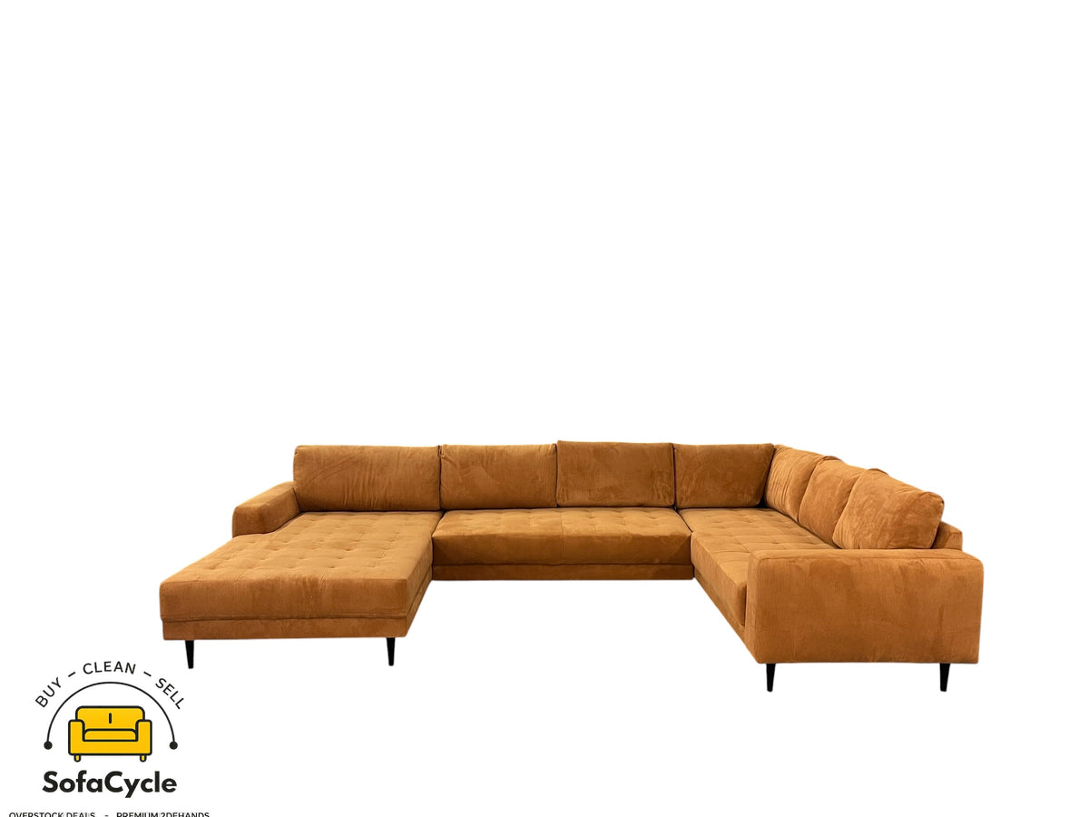 U-zetel cognac in ribstof – overstock