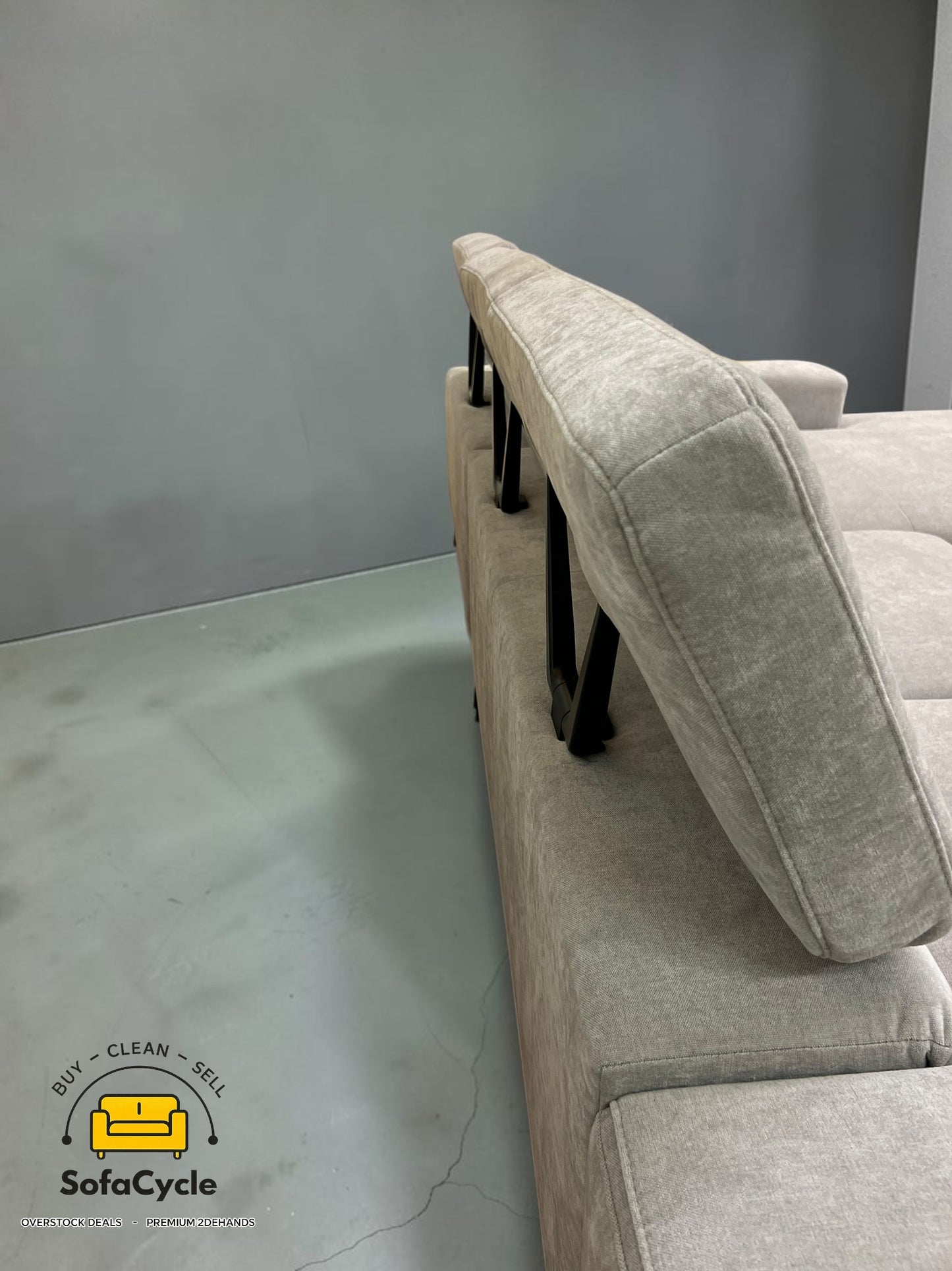 Amalfi hoekzetel grijs met hoofdsteun, hoek L – overstock