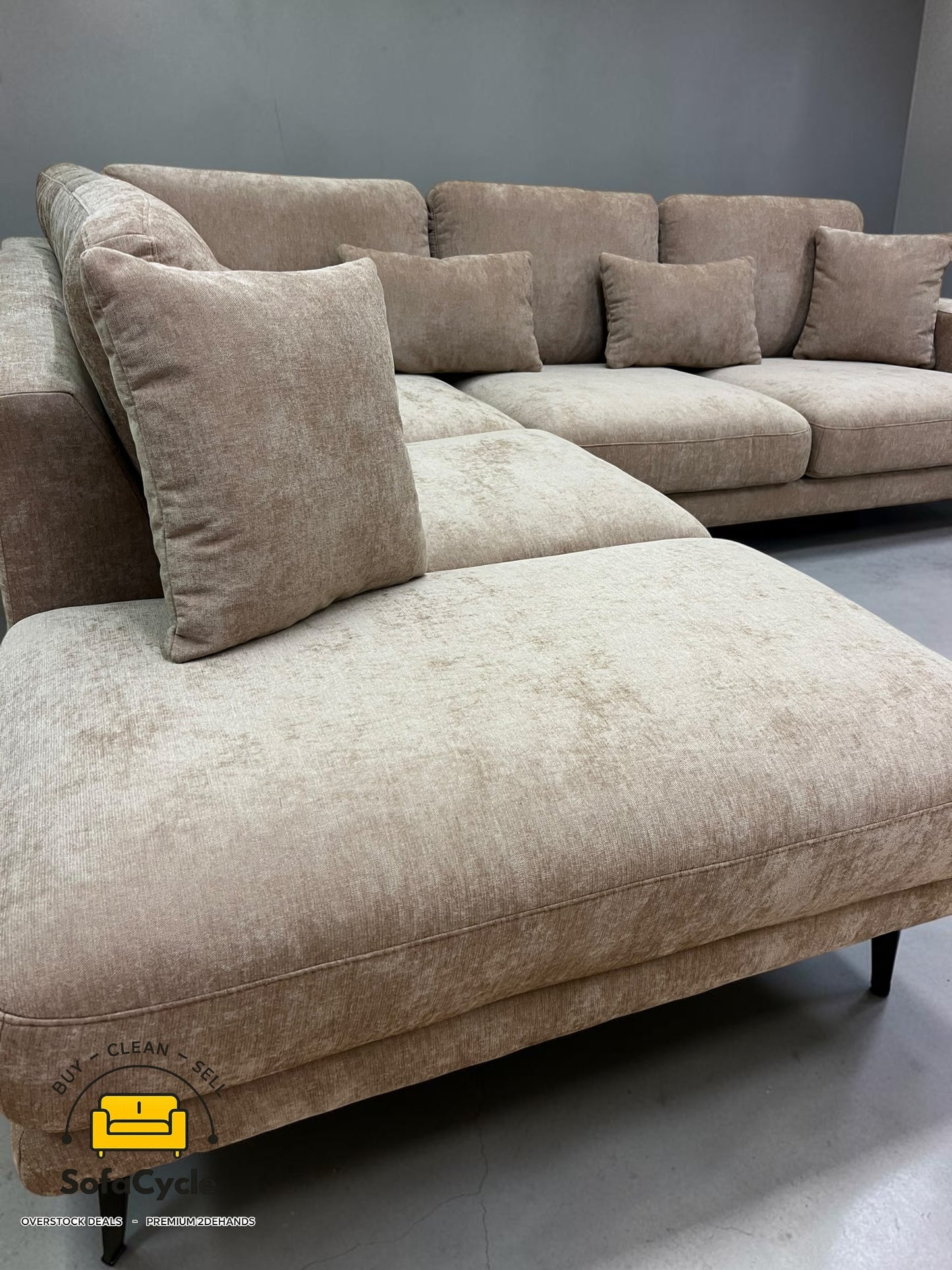 Luton hoekzetel rosé taupe in stof, hoek L – overstock