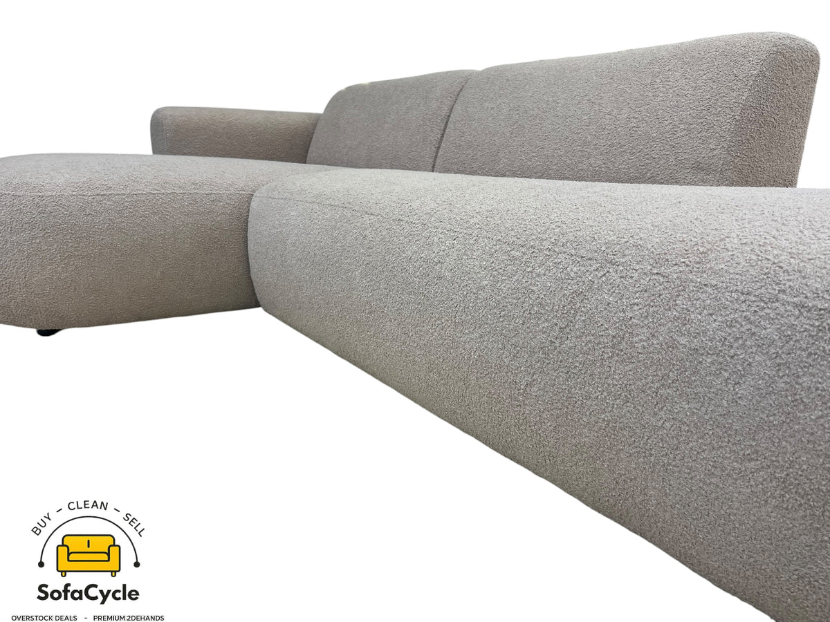 Hoekzetel beige in bouclé, hoek L – overstock