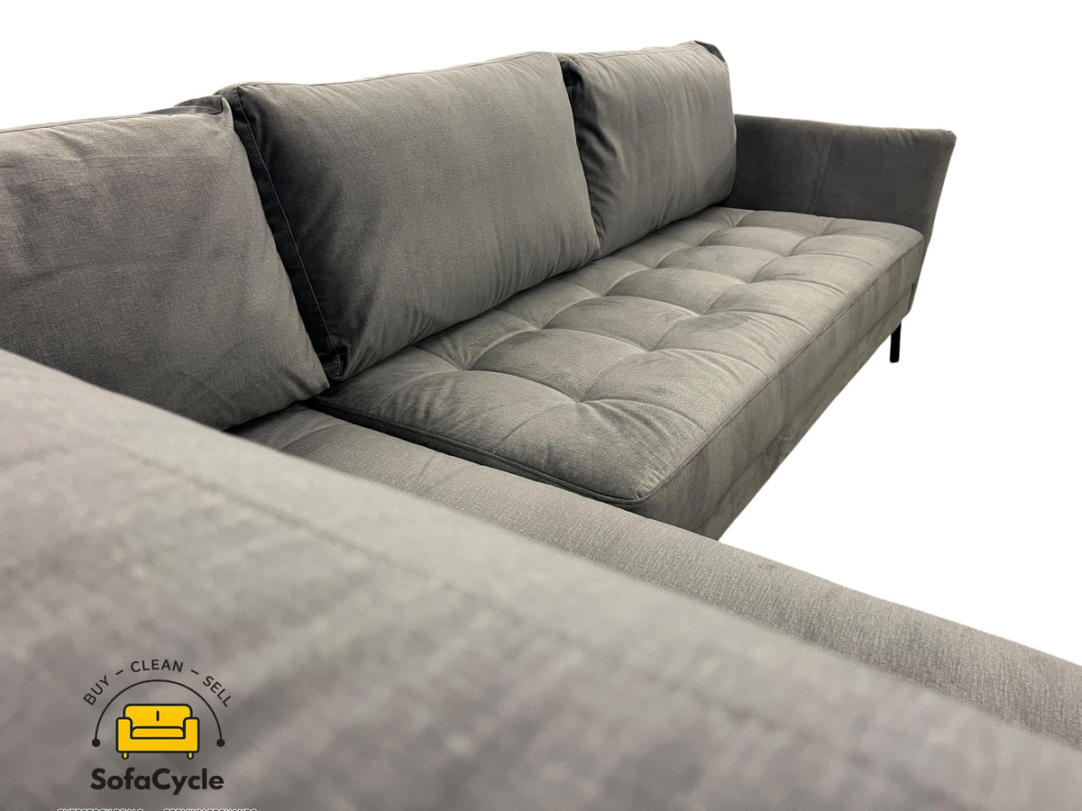 Chateau d'Ax hoekzetel grijs in fluweel, hoek L – overstock