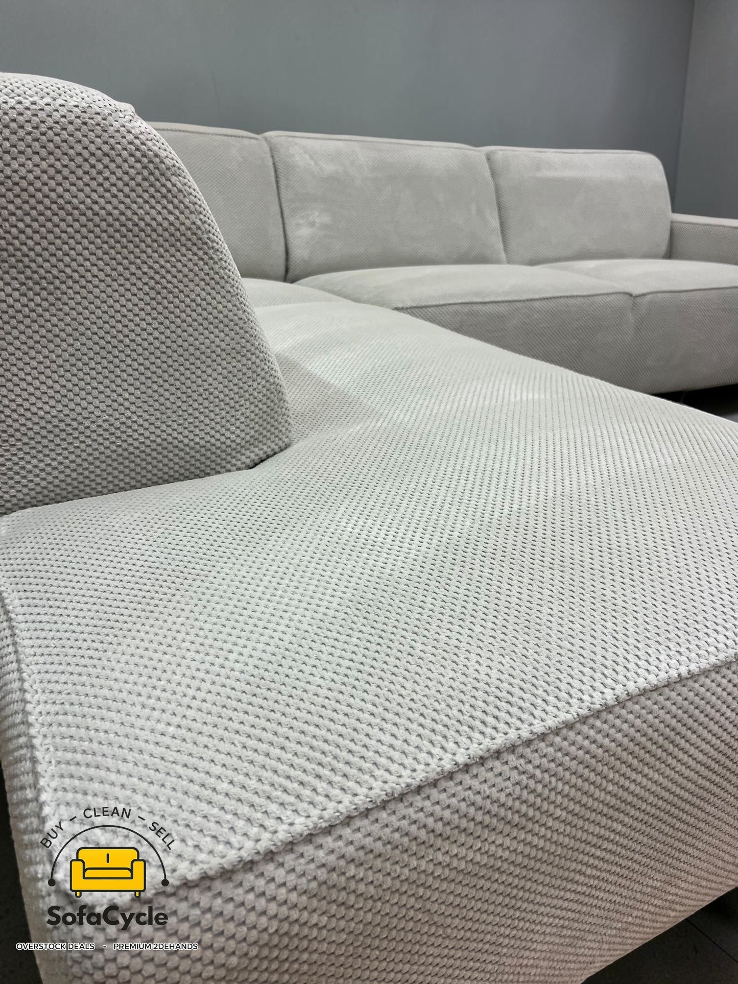 Manchester hoekzetel wit in bouclé, hoek R – overstock