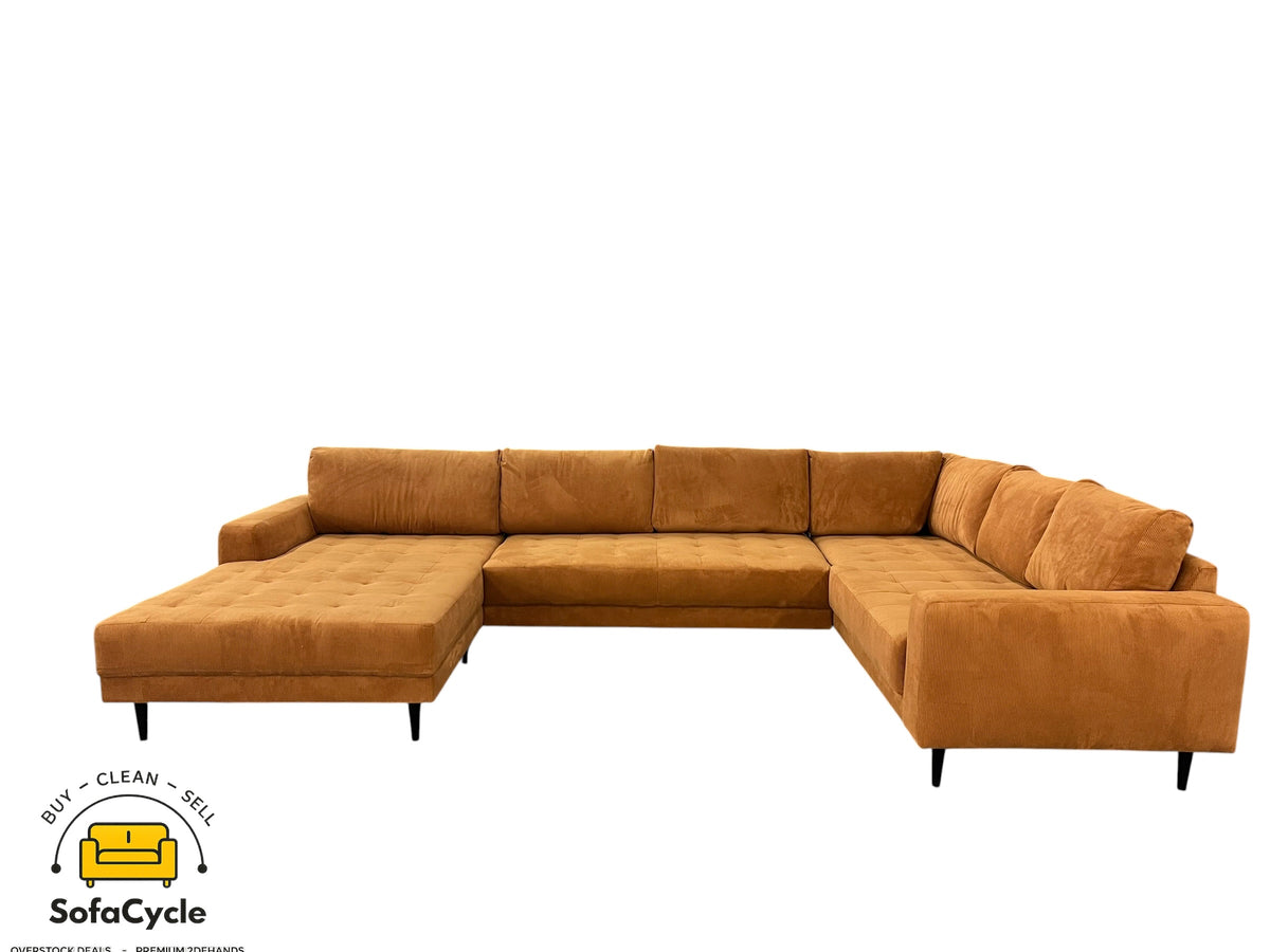 U-zetel cognac in ribstof – overstock