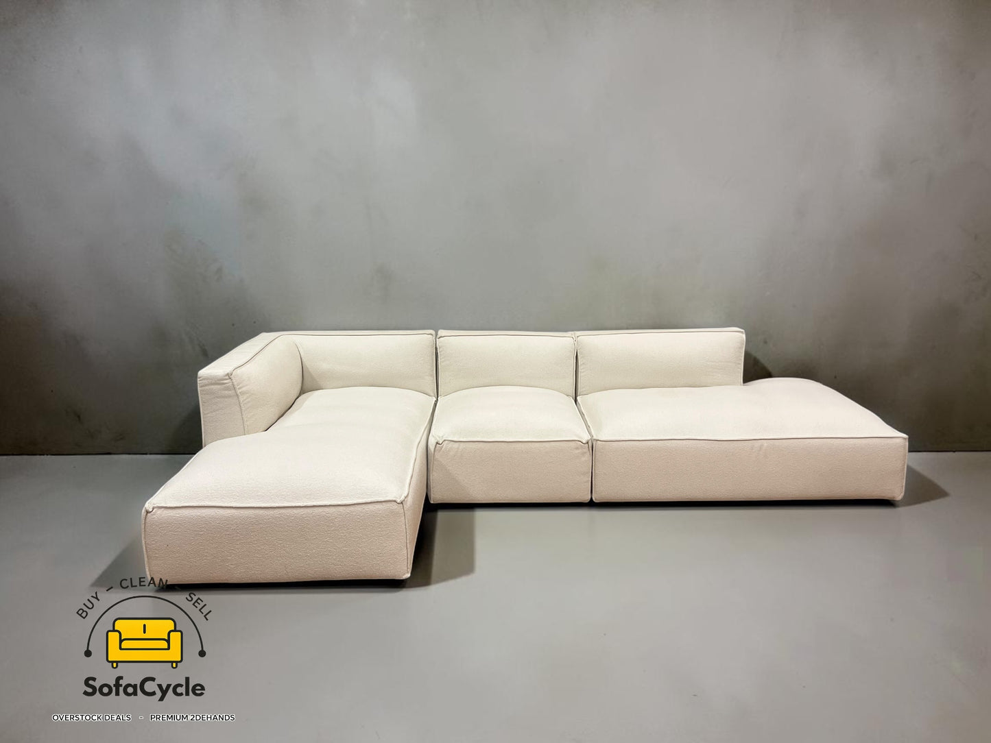 NV Fashion hoekzetel wit in bouclé, hoek L – overstock