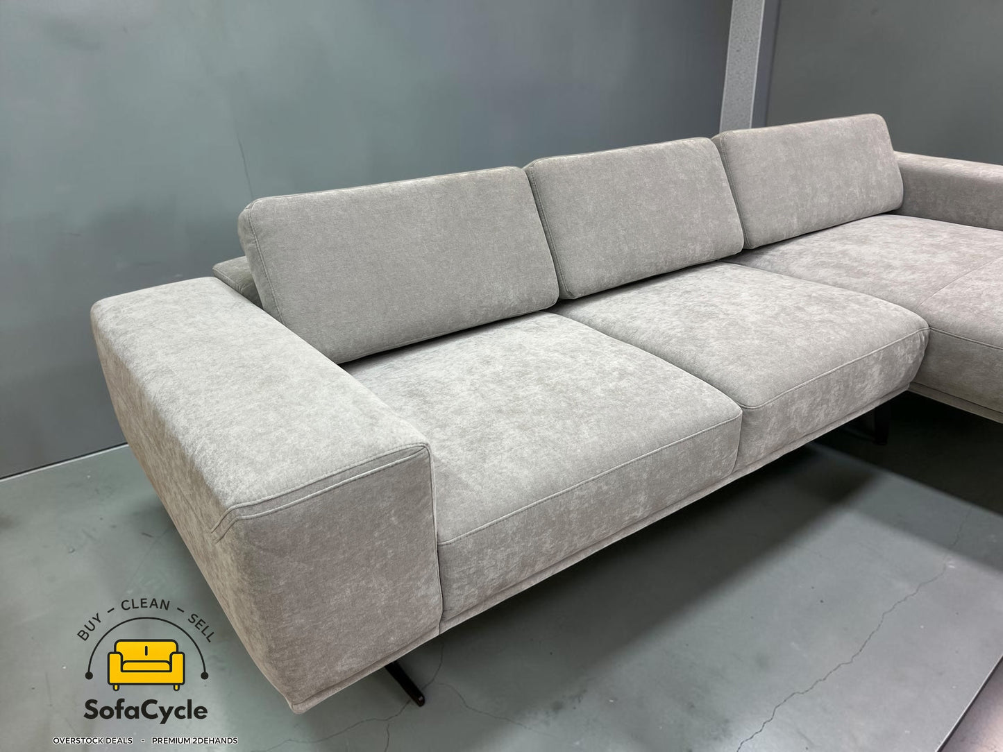 Amalfi hoekzetel grijs met hoofdsteun, hoek L – overstock