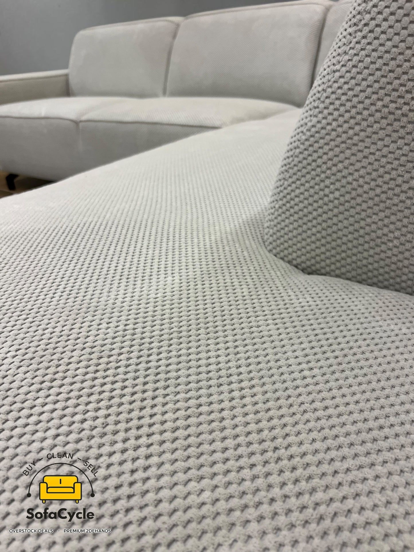 Manchester hoekzetel wit in bouclé, hoek L – overstock