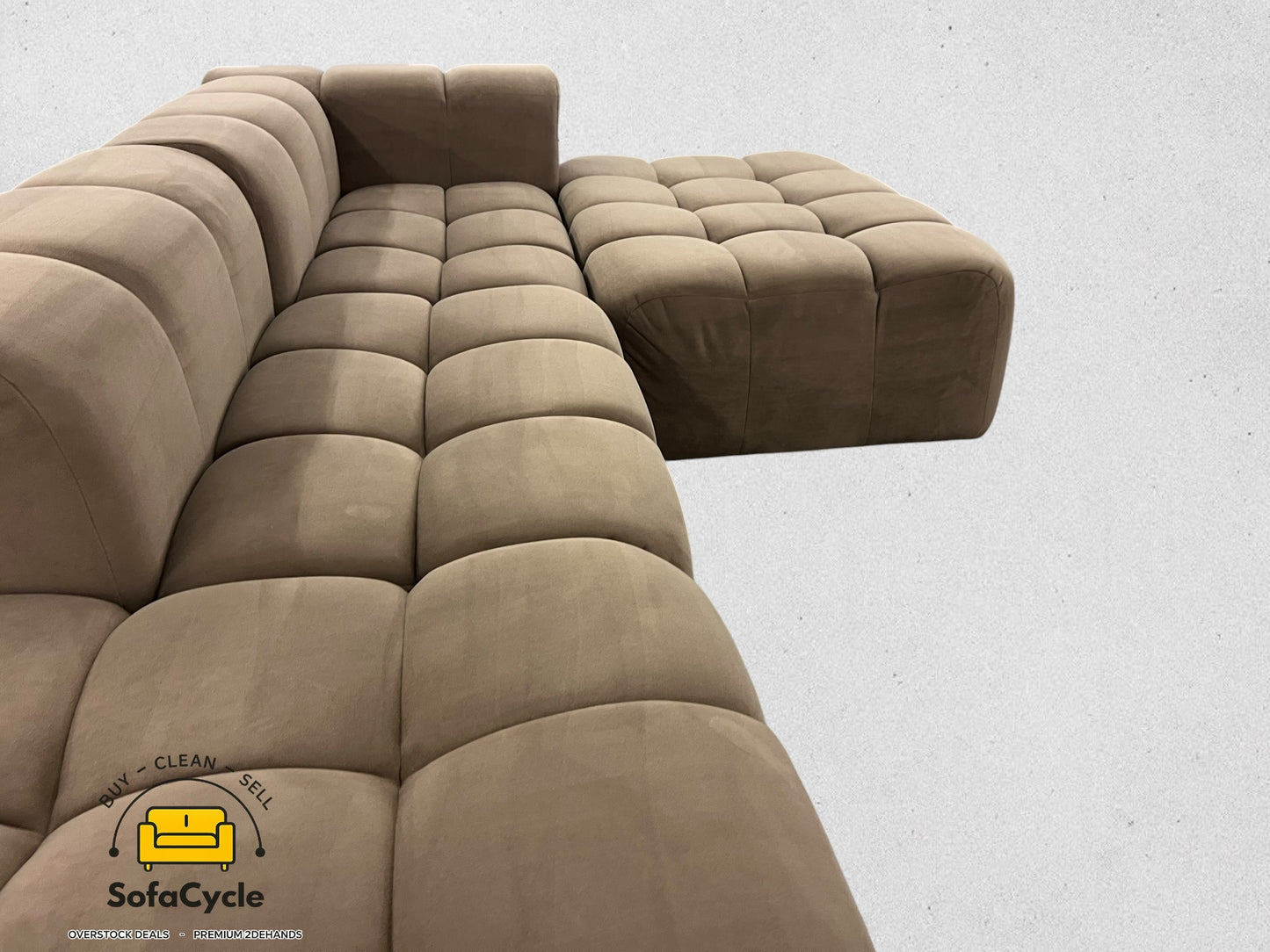 Bubbel hoekzetel bruin in fluweel, hoek R – overstock