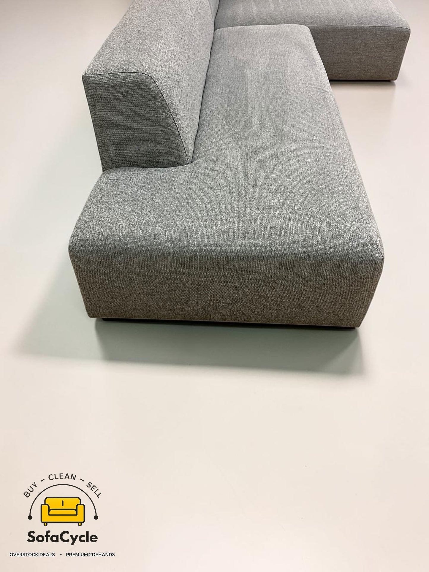 Hoekzetel grijs in stof extra ruim, hoek R – tweedehands