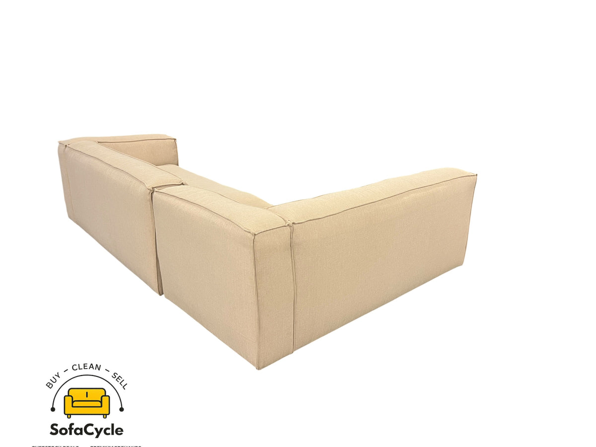 Hoekzetel beige in stof, hoek L – overstock