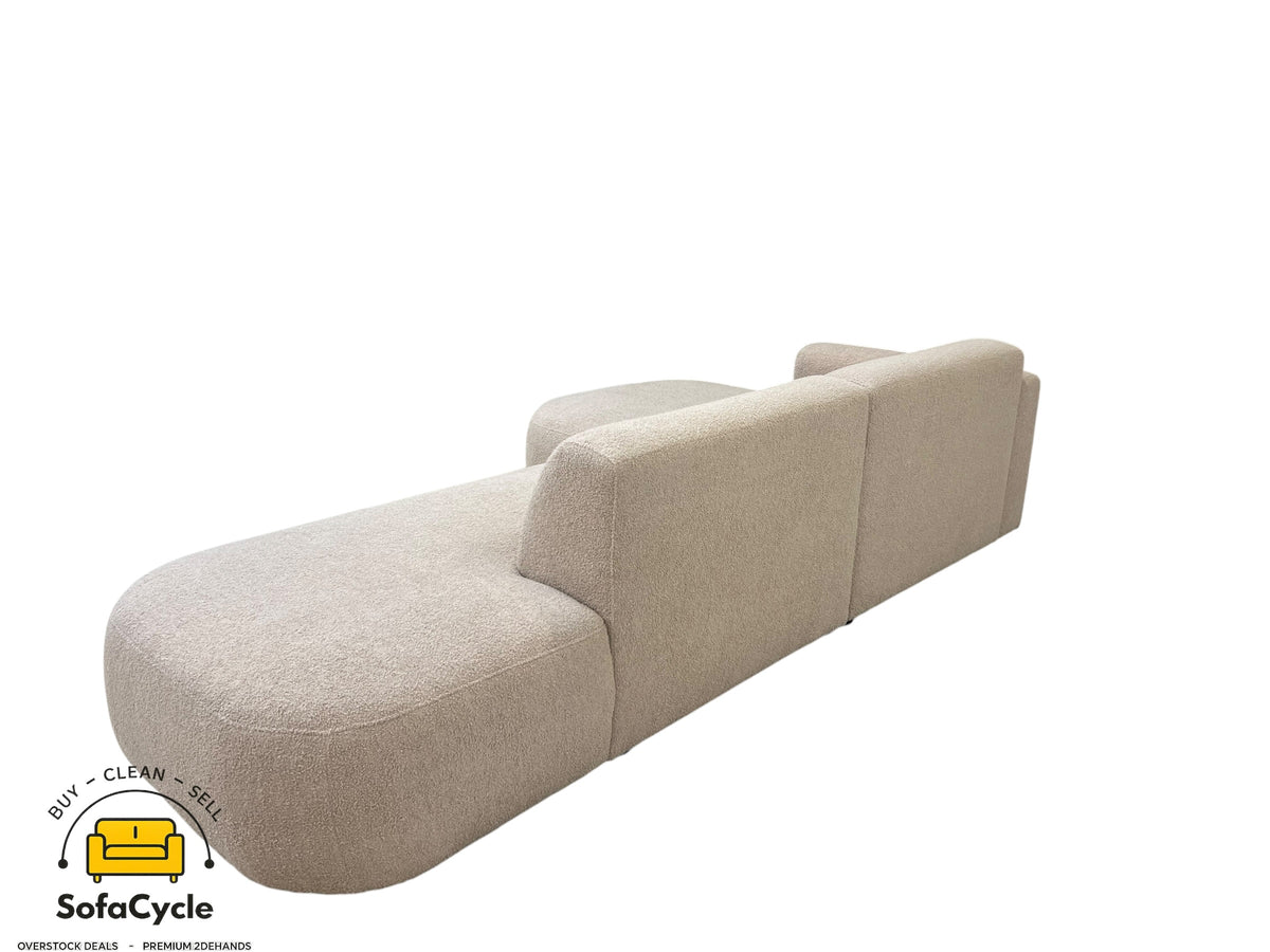 Hoekzetel beige in bouclé, hoek L – overstock