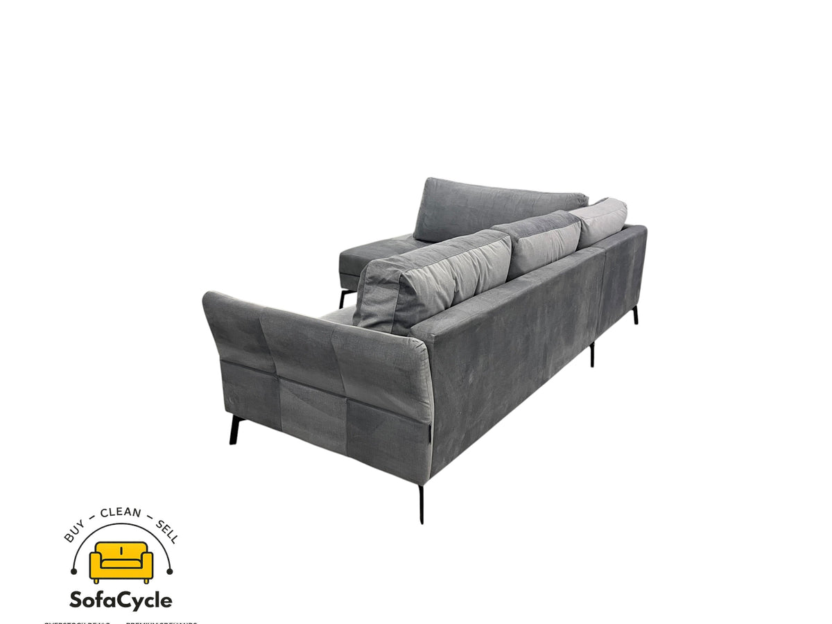 Chateau d'Ax hoekzetel grijs in fluweel, hoek L – overstock